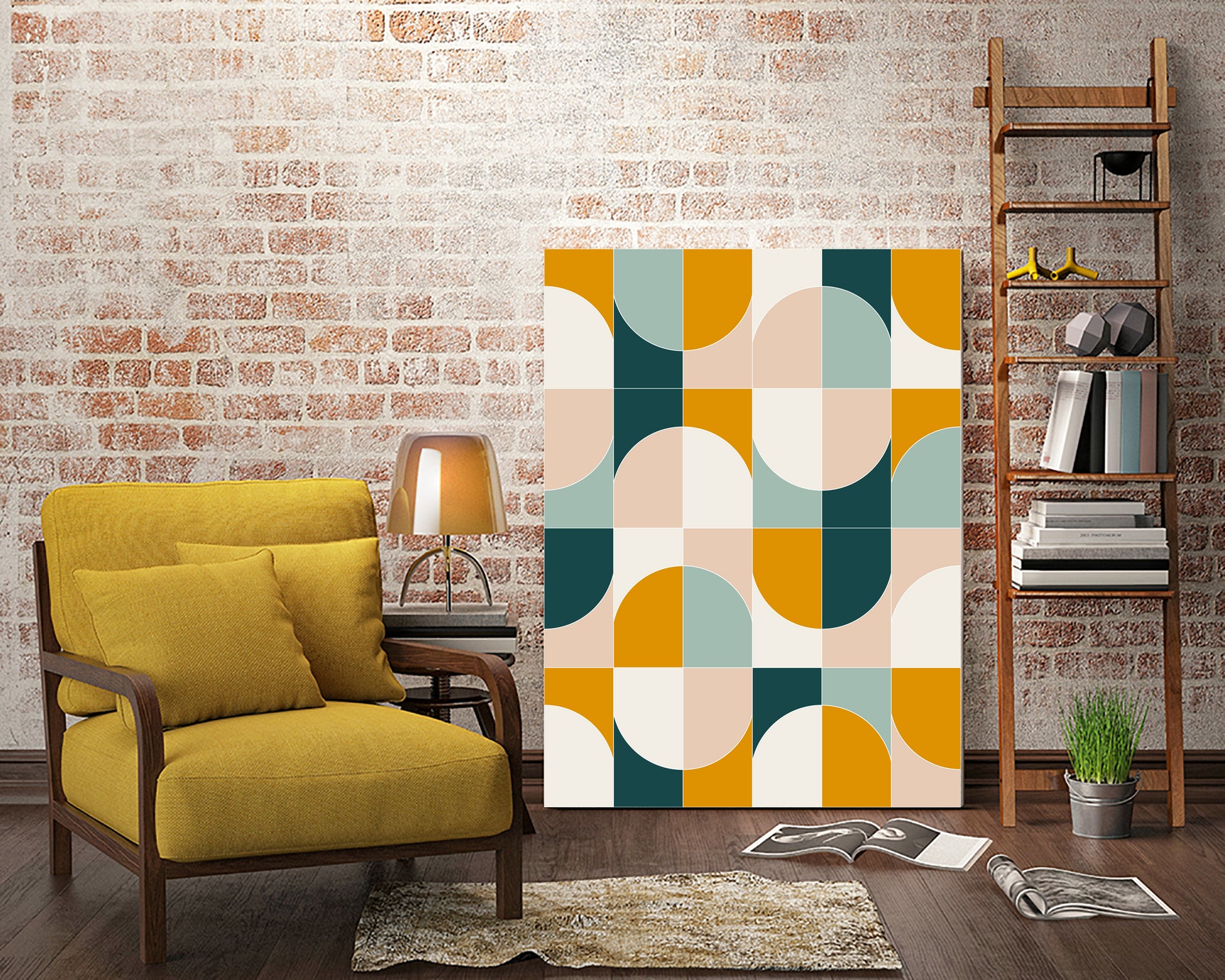 Bold Geo Tiles 01 by Daniela di Niro on GIANT ART - yellow vector illustration