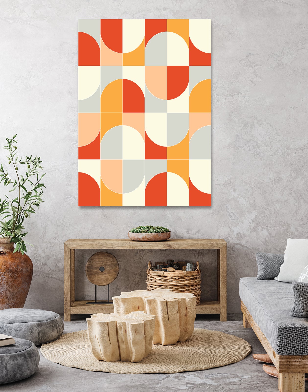 Bold Geo Tiles 02 by Daniela di Niro on GIANT ART - orange vector illustration