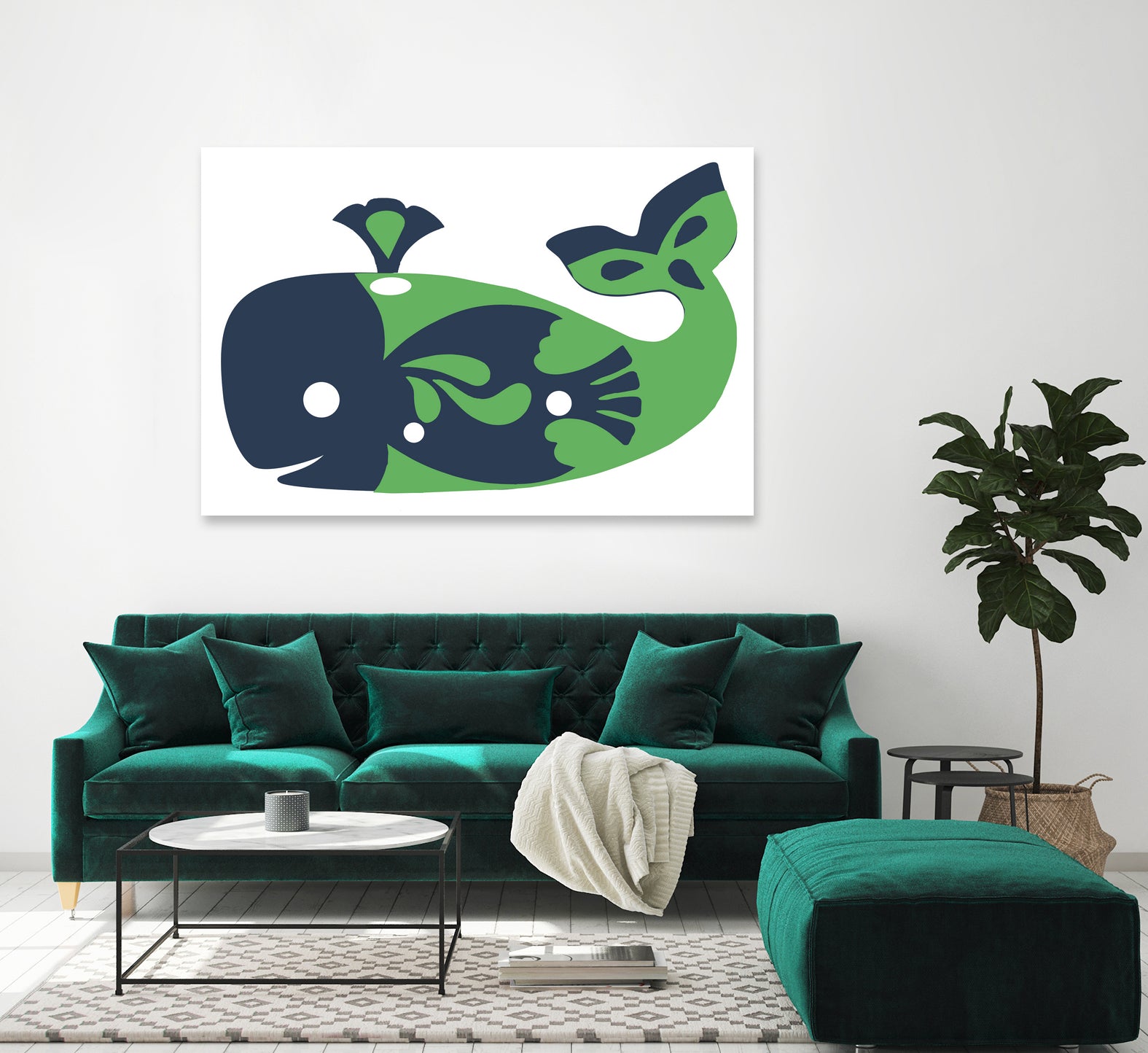 AMALFI WHALE GREEN by Thomas Fernez on GIANT ART - green digital drawing