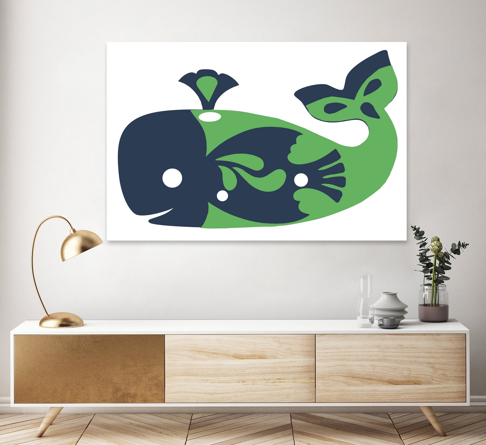 AMALFI WHALE GREEN by Thomas Fernez on GIANT ART - green digital drawing