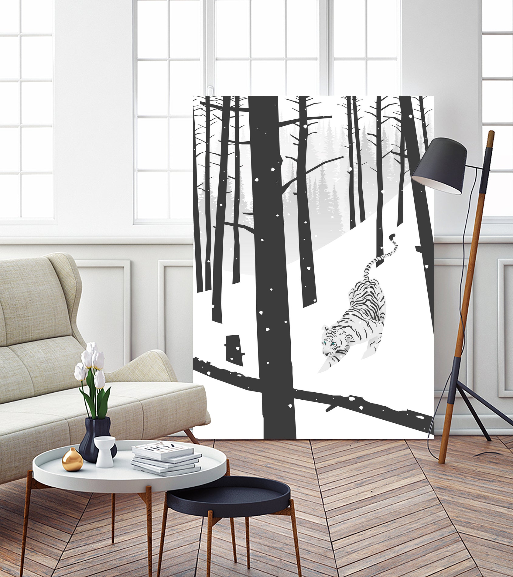 White tiger by Roland Bánrévi on GIANT ART - white vector illustration