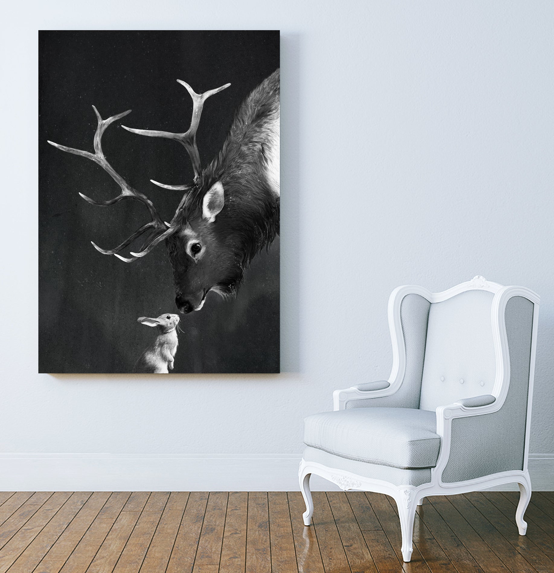 elk and rabbit by Laura Graves on GIANT ART - black digital painting