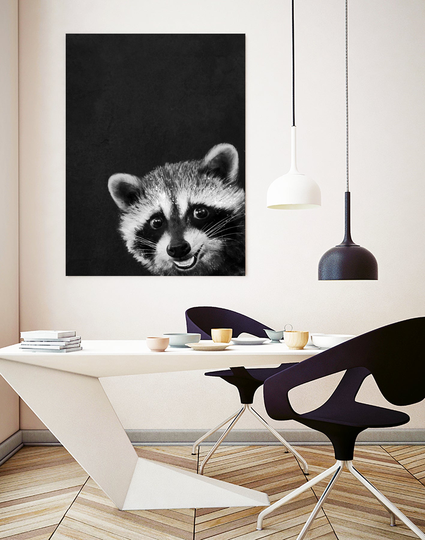 raccoon---I-m-not-sleepy- by Laura Graves on GIANT ART - black photo illustration