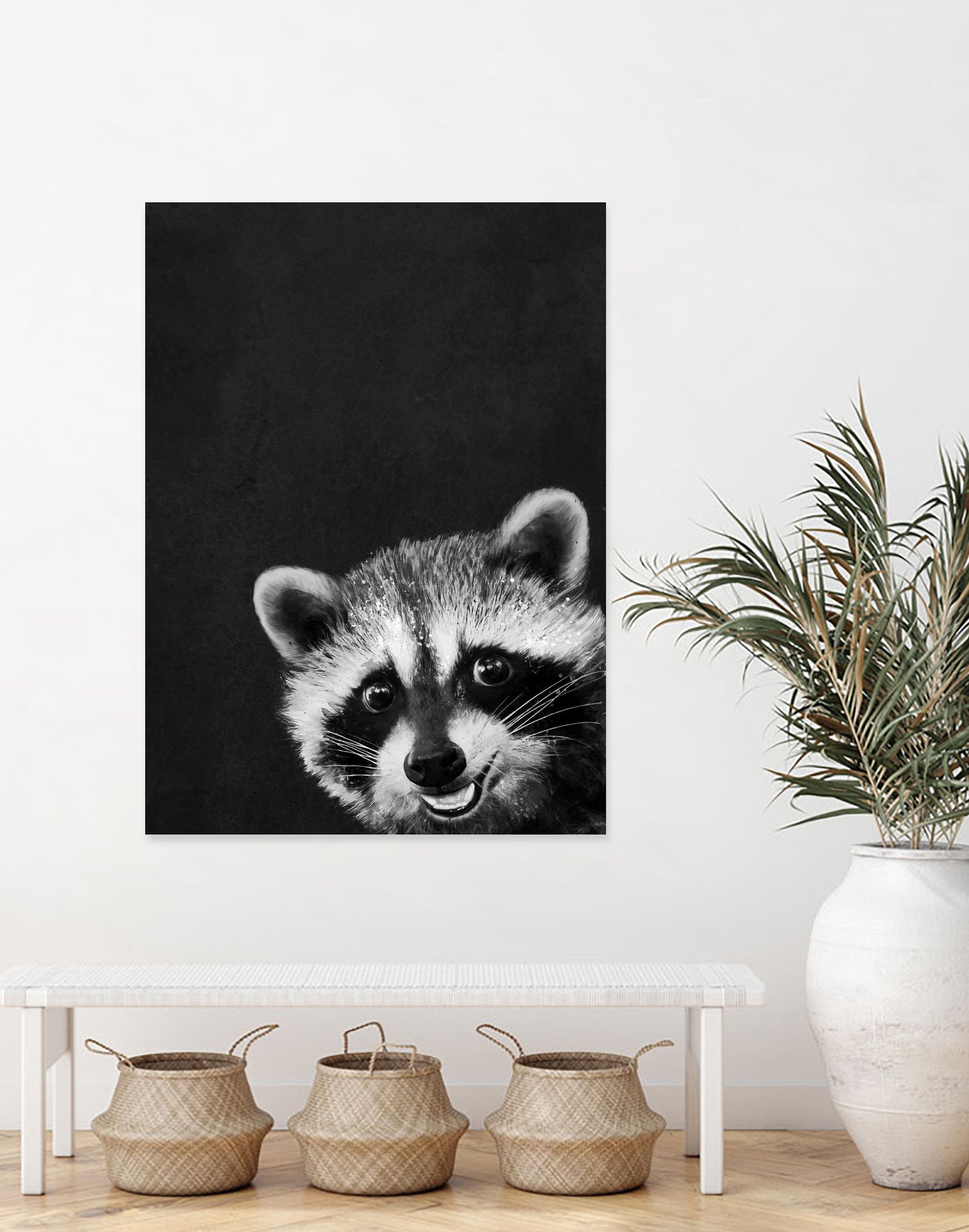 raccoon---I-m-not-sleepy- by Laura Graves on GIANT ART - black photo illustration