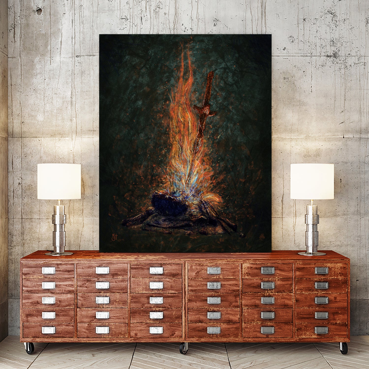 Bonfire of Souls by Matthew Trupia on GIANT ART - orange digital painting
