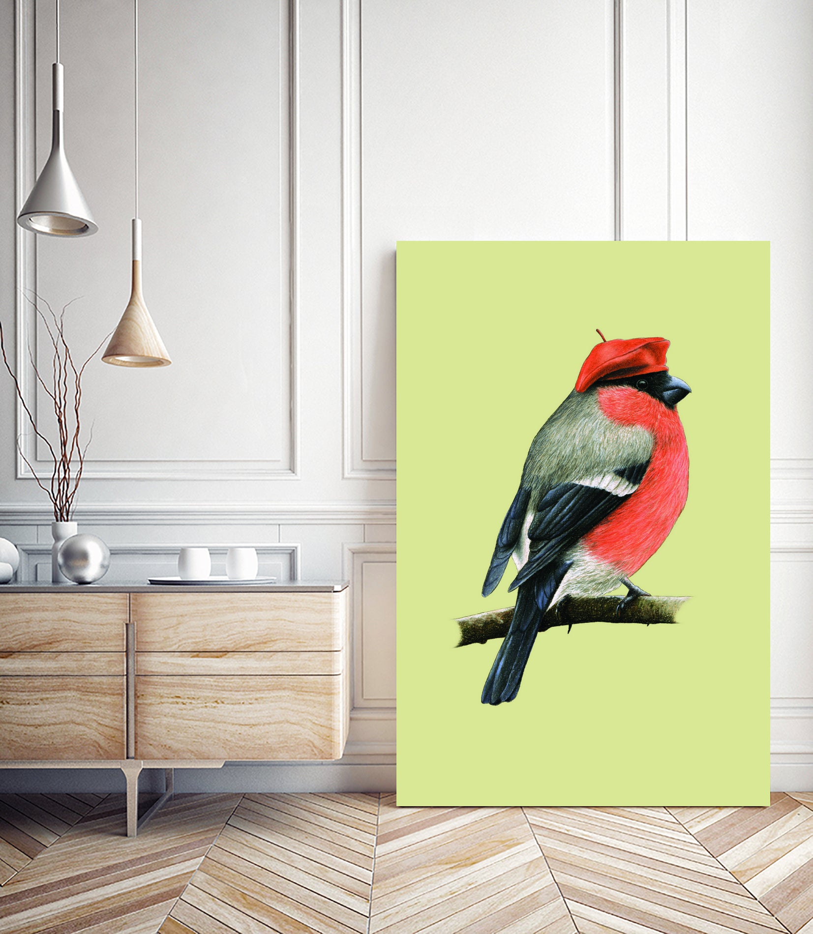 Eurasian bullfinch by Mikhail Vedernikov on GIANT ART - orange mixed media