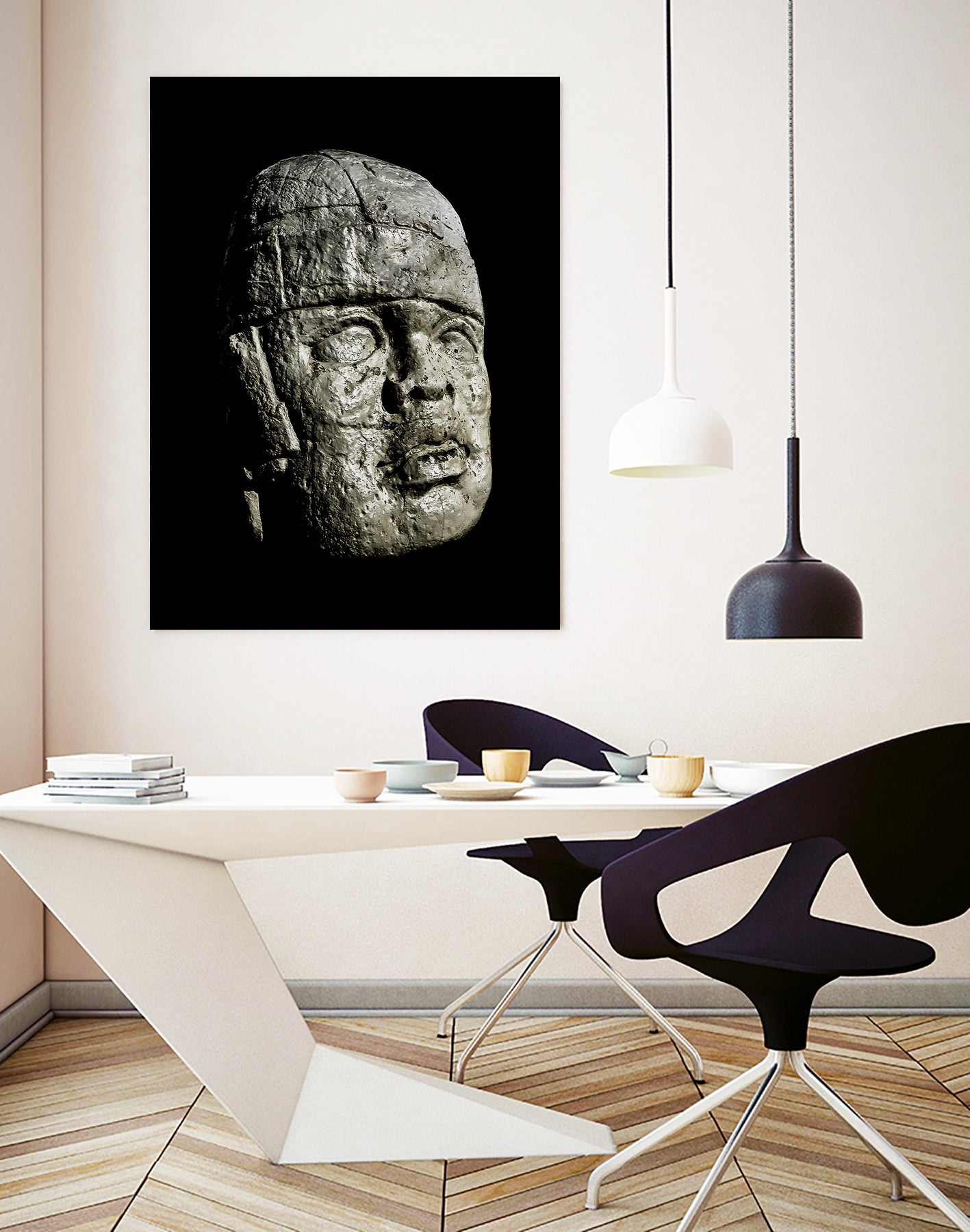 Mexican Pre Hispanic Head Sculpture Poster by Daniel Ferreira-Leites on GIANT ART - black photo illustration