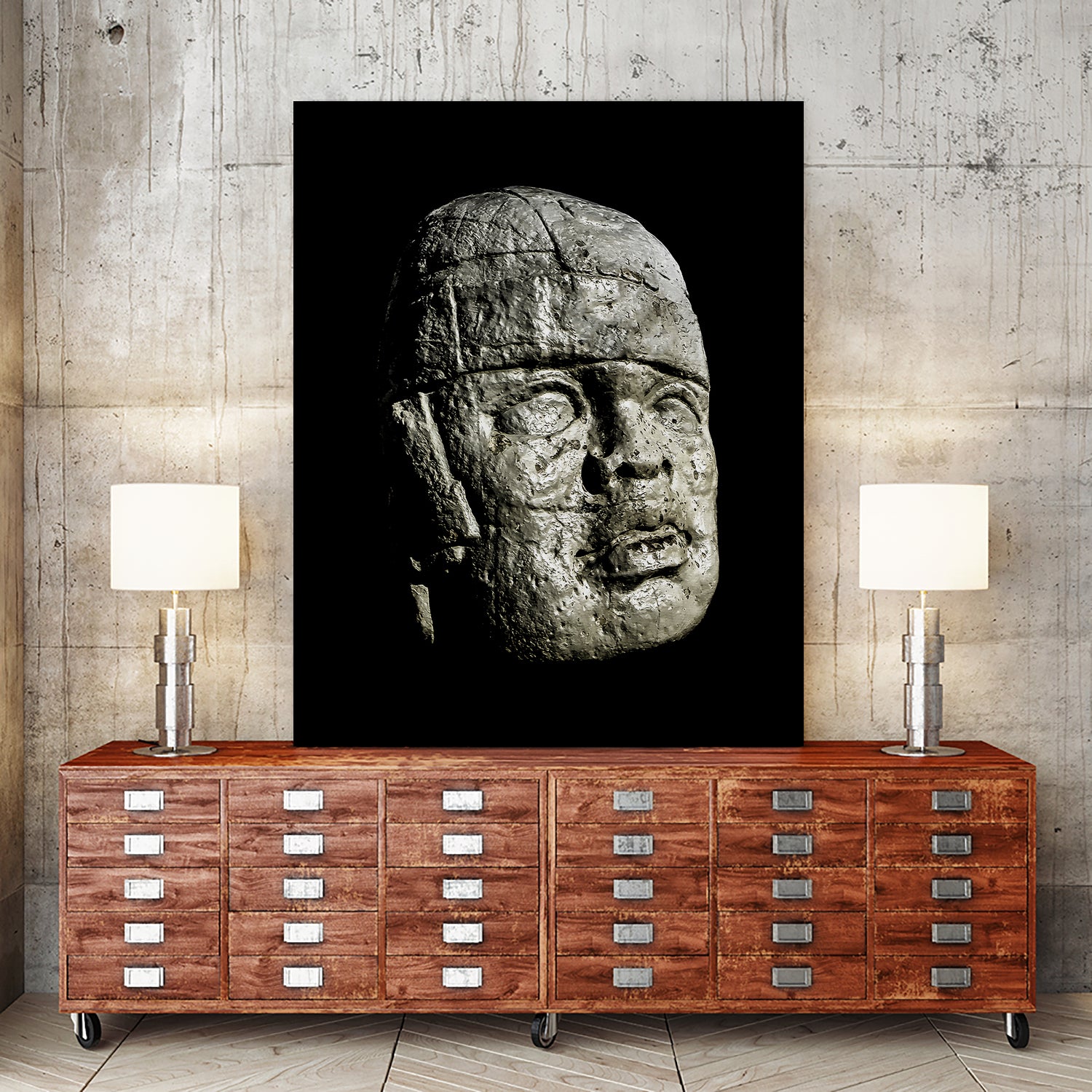 Mexican Pre Hispanic Head Sculpture Poster by Daniel Ferreira-Leites on GIANT ART - black photo illustration