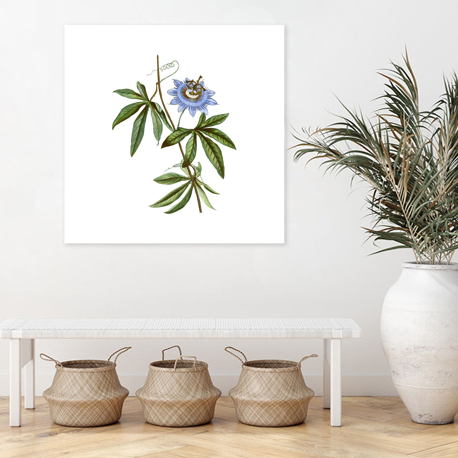Vintage Blue Passionflower Botanical Illustration by Raul Andre Petrasanta on GIANT ART - blue mixed media