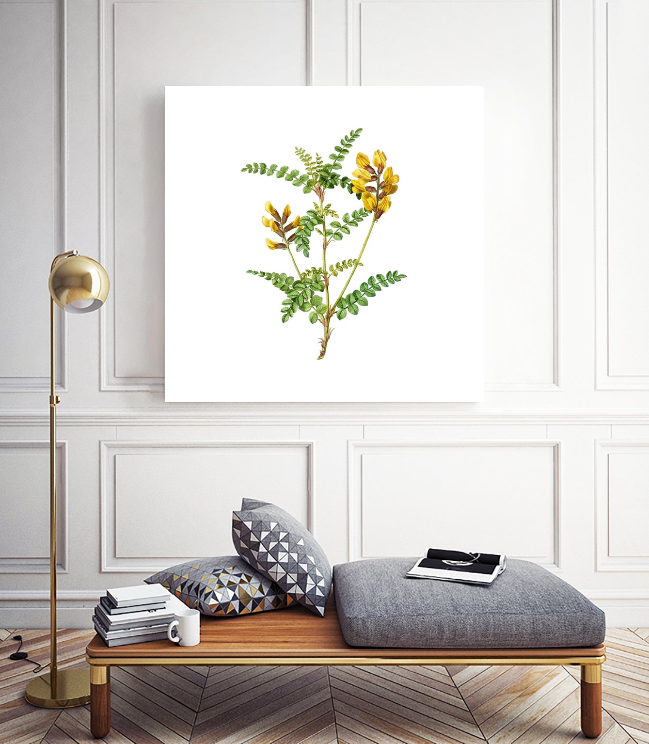 Vintage Calophaca Wolgarica Botanical Illustration by Raul Andre Petrasanta on GIANT ART - yellow mixed media