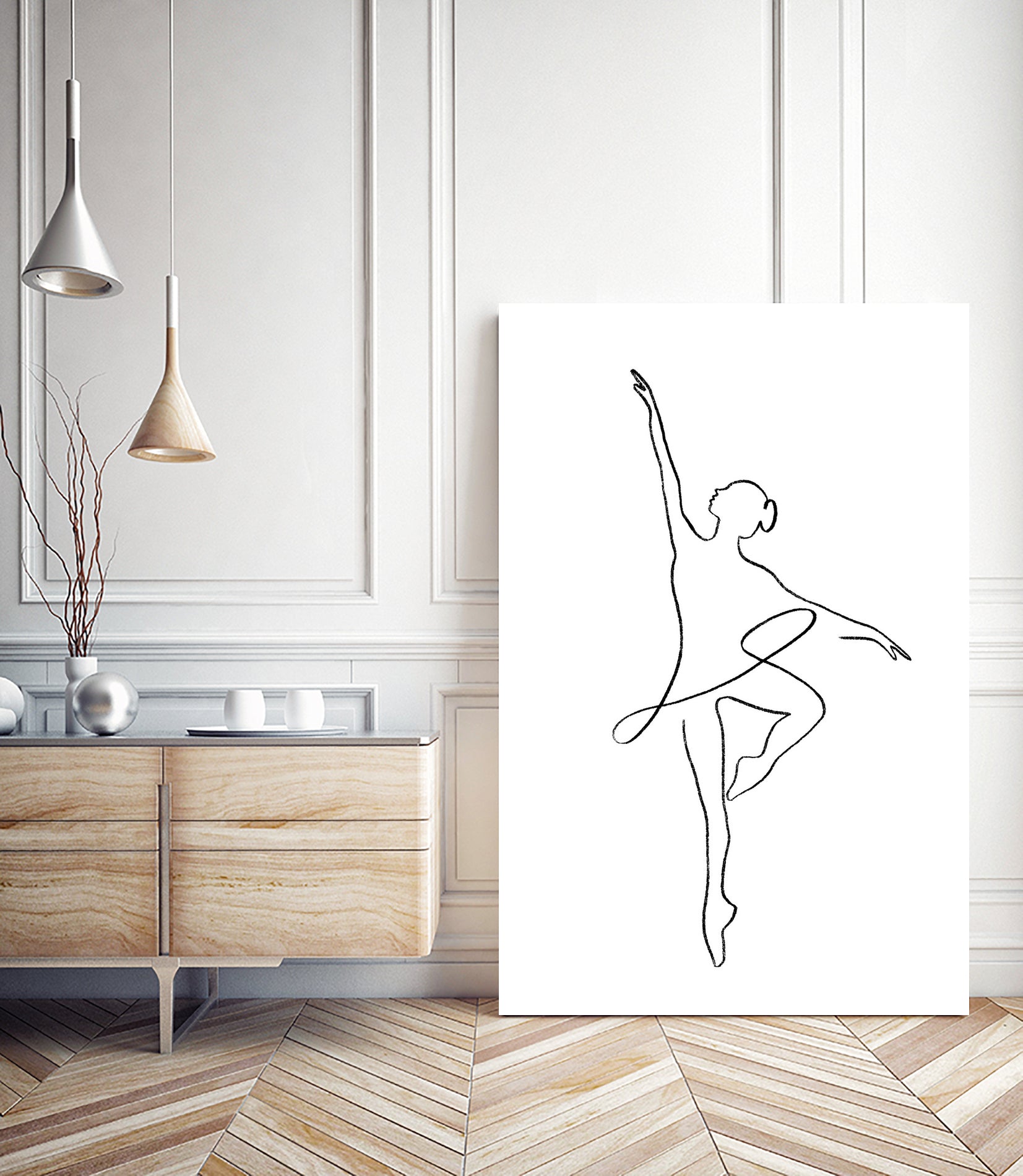 Ballerina Line Art by Jessica Carvalho on GIANT ART - black digital drawing