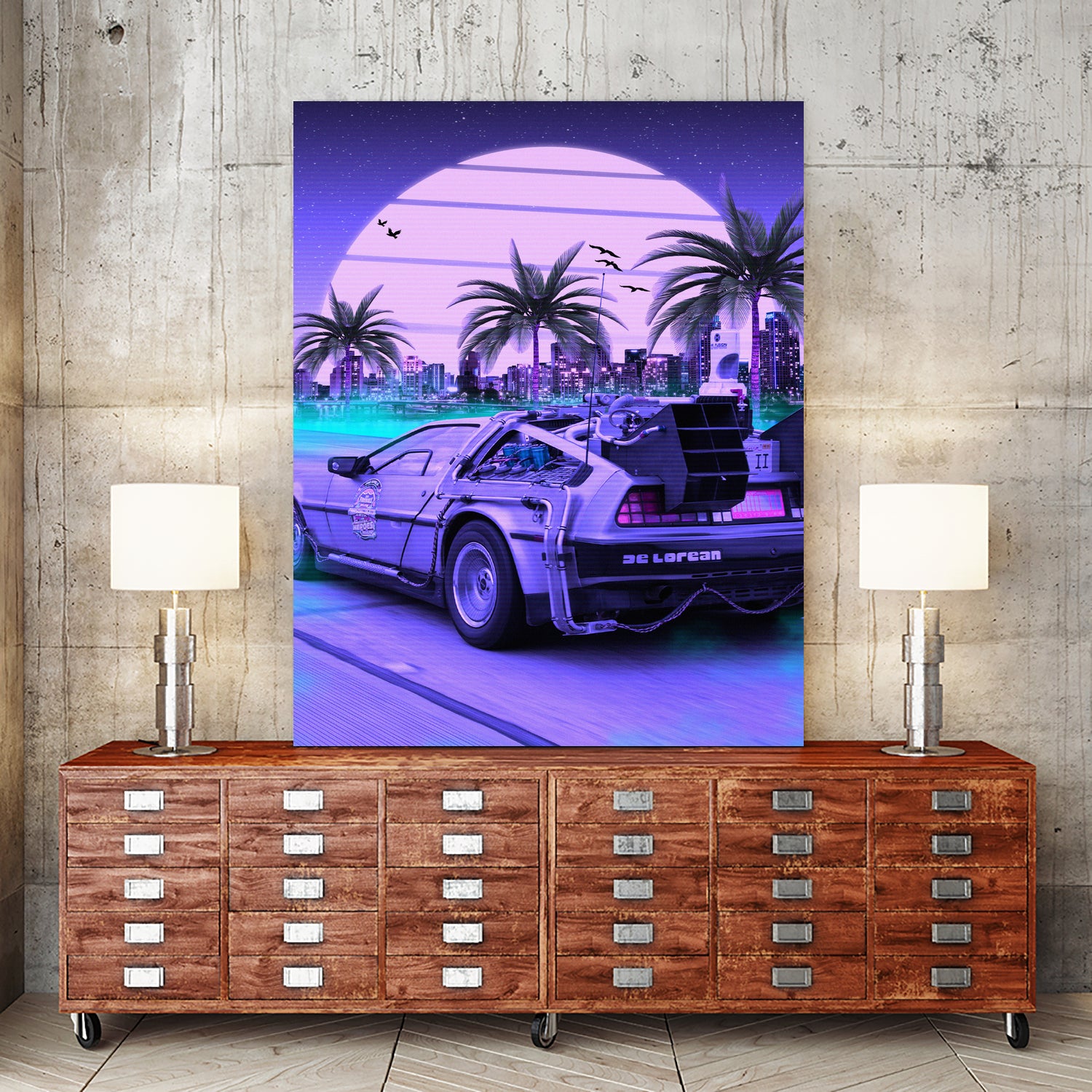 80s Delorean Cars by Muhammad Daffa Umar on GIANT ART - fuchsia photo manipulation