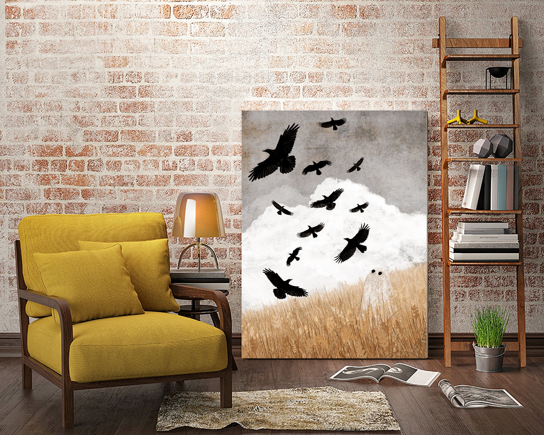 Walter and The Crows by Katherine Blower on GIANT ART - gray digital painting