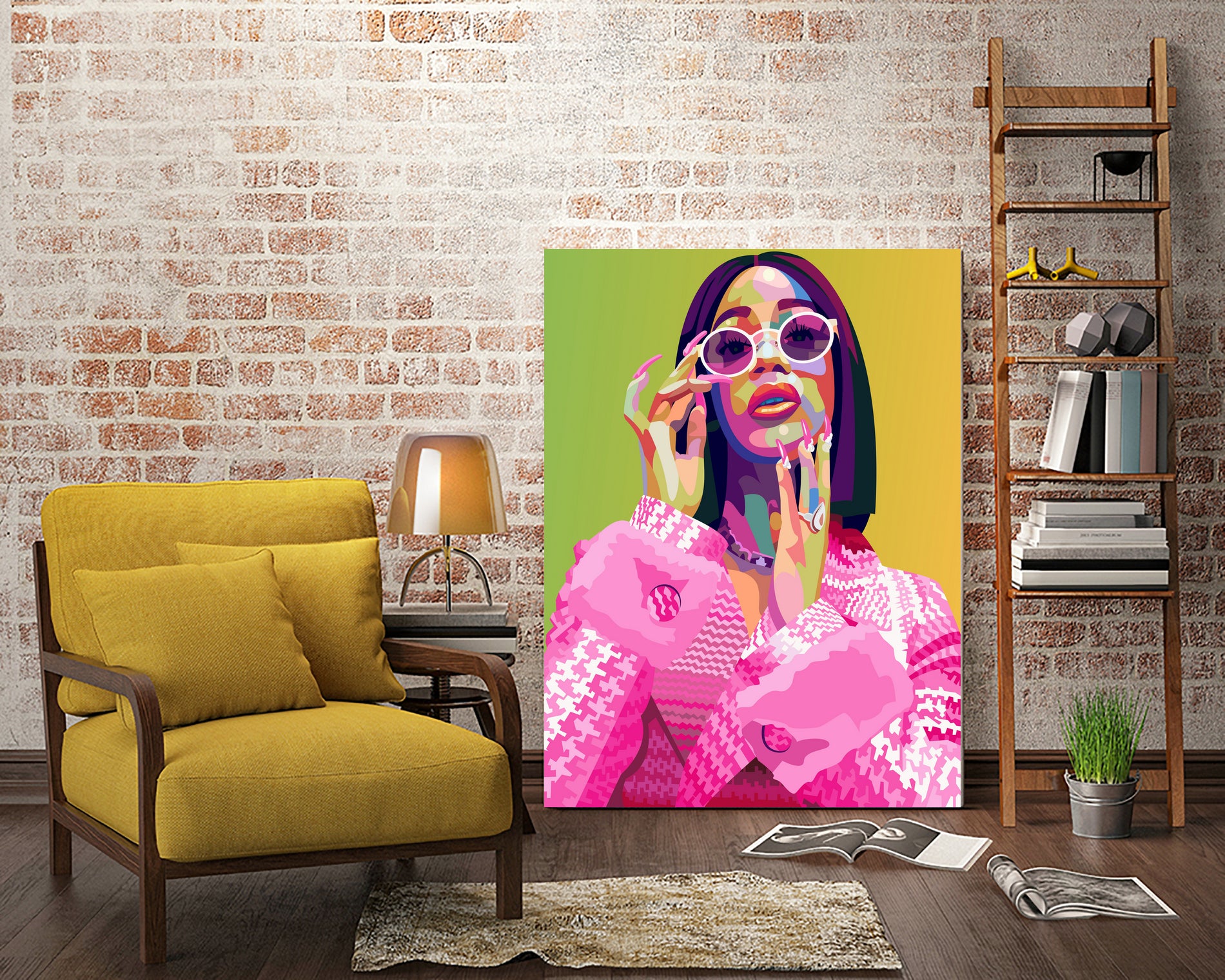Cardi B Poster Print, Colorful Pop-Art, Wall Art Gift by kim huynh on GIANT ART - pink digital painting