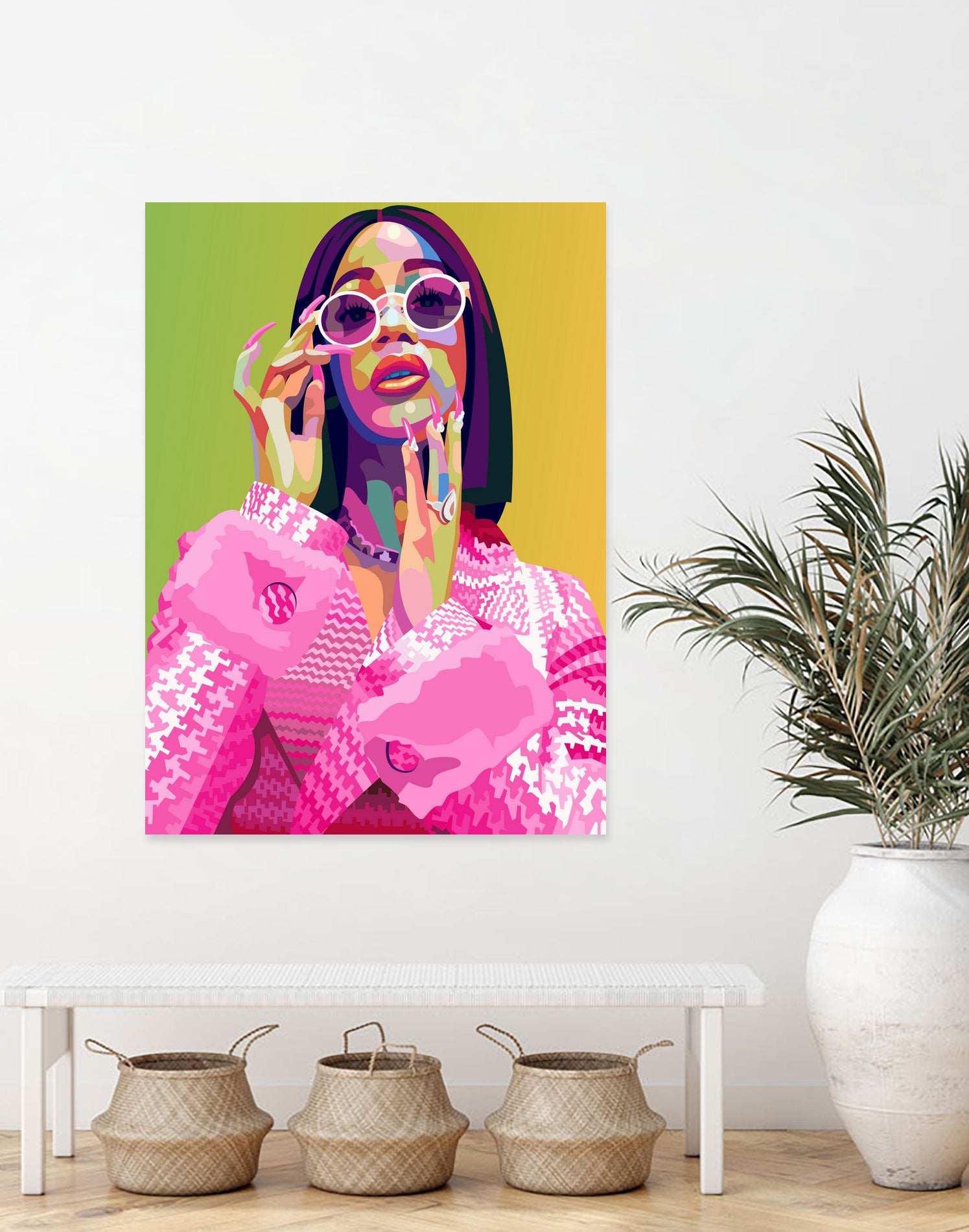 Cardi B Poster Print, Colorful Pop-Art, Wall Art Gift by kim huynh on GIANT ART - pink digital painting