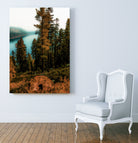 Pine tree with lake scenic at Emerald Bay Lake Tahoe by sutee monchitnukul on GIANT ART - orange photo manipulation