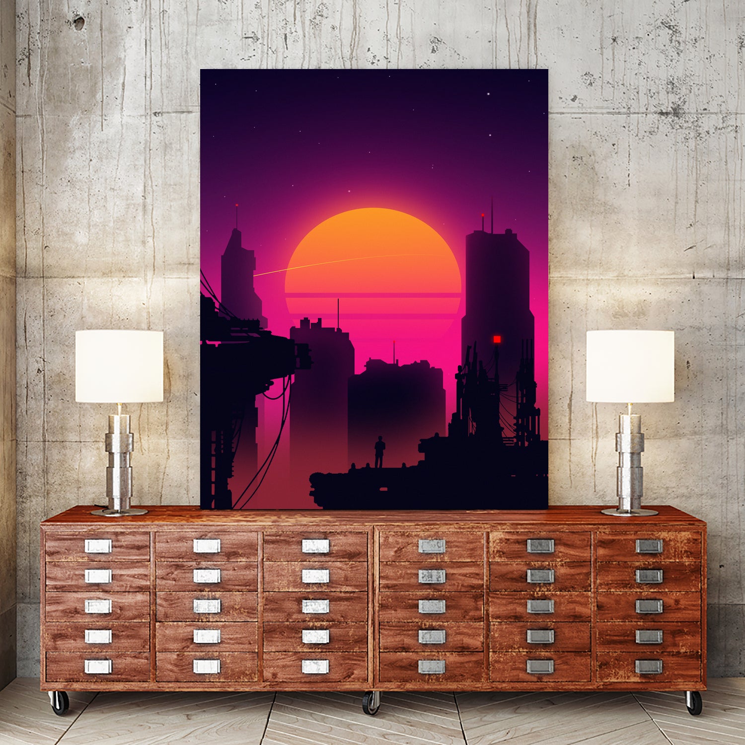 Retrowave City sunset by Muhammad Daffa Umar on GIANT ART - white photo illustration