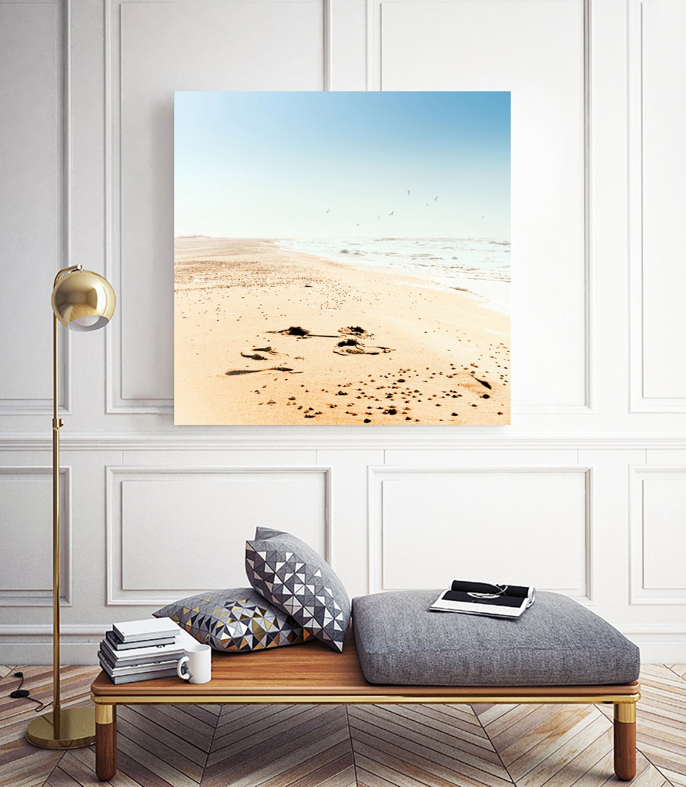 Empty Beach by Dmitry Belousov on GIANT ART - yellow photo illustration