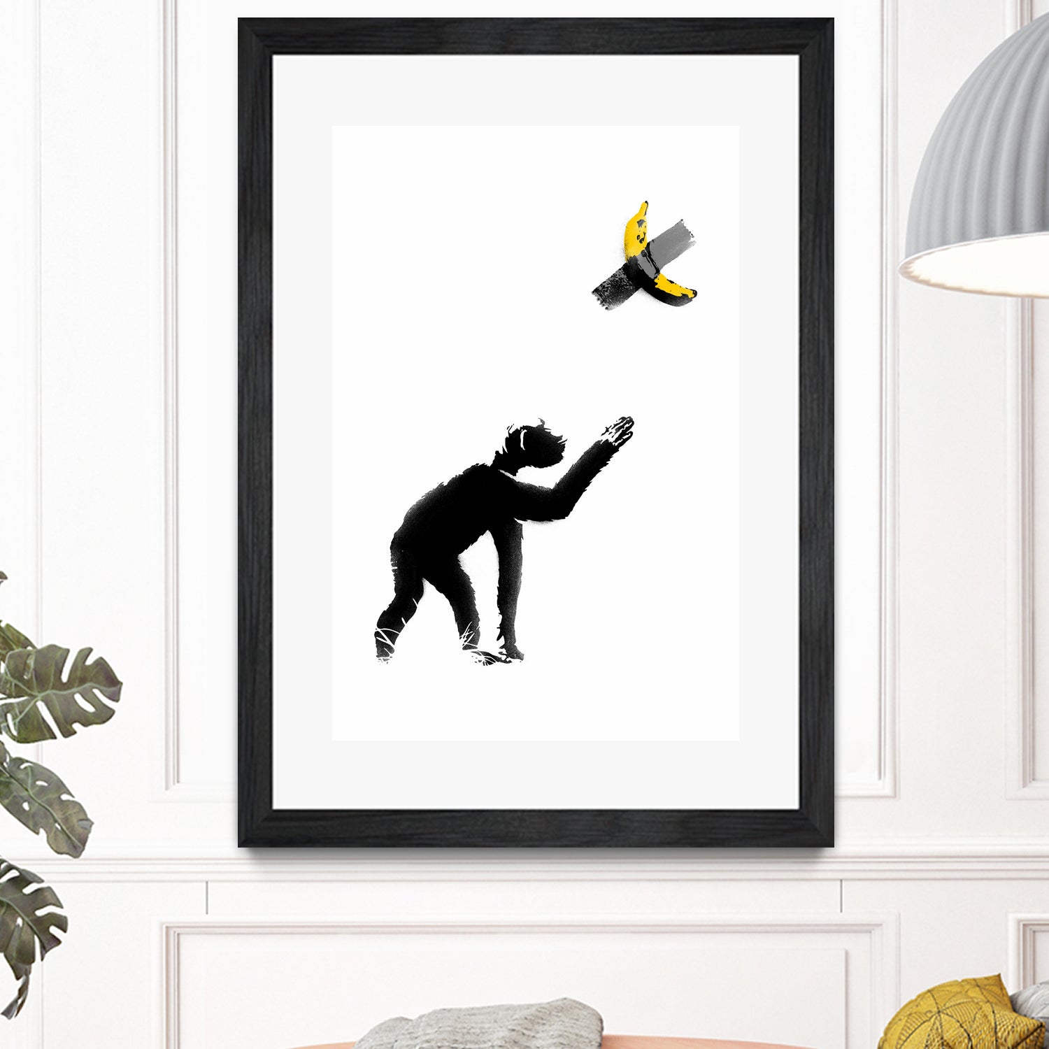 Chimpanzee and Banana Taped by Afif Quilimo on GIANT ART - white digital drawing