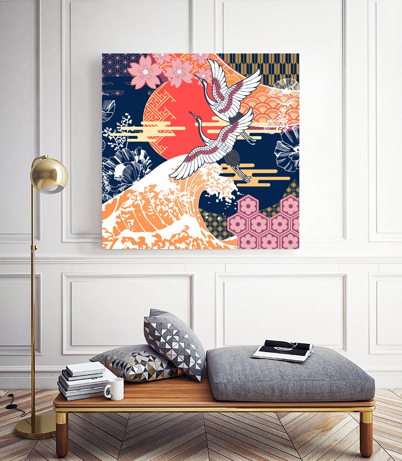 Moon and Crane by ROMA TIMBREZA on GIANT ART - blue digital drawing