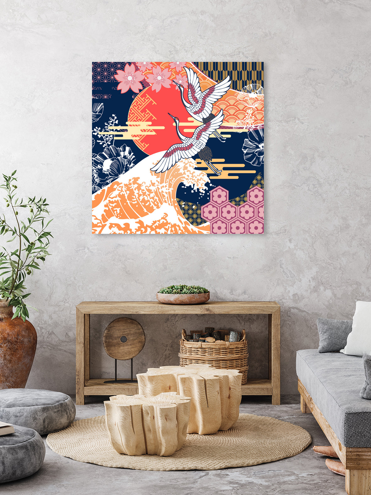 Moon and Crane by ROMA TIMBREZA on GIANT ART - blue digital drawing