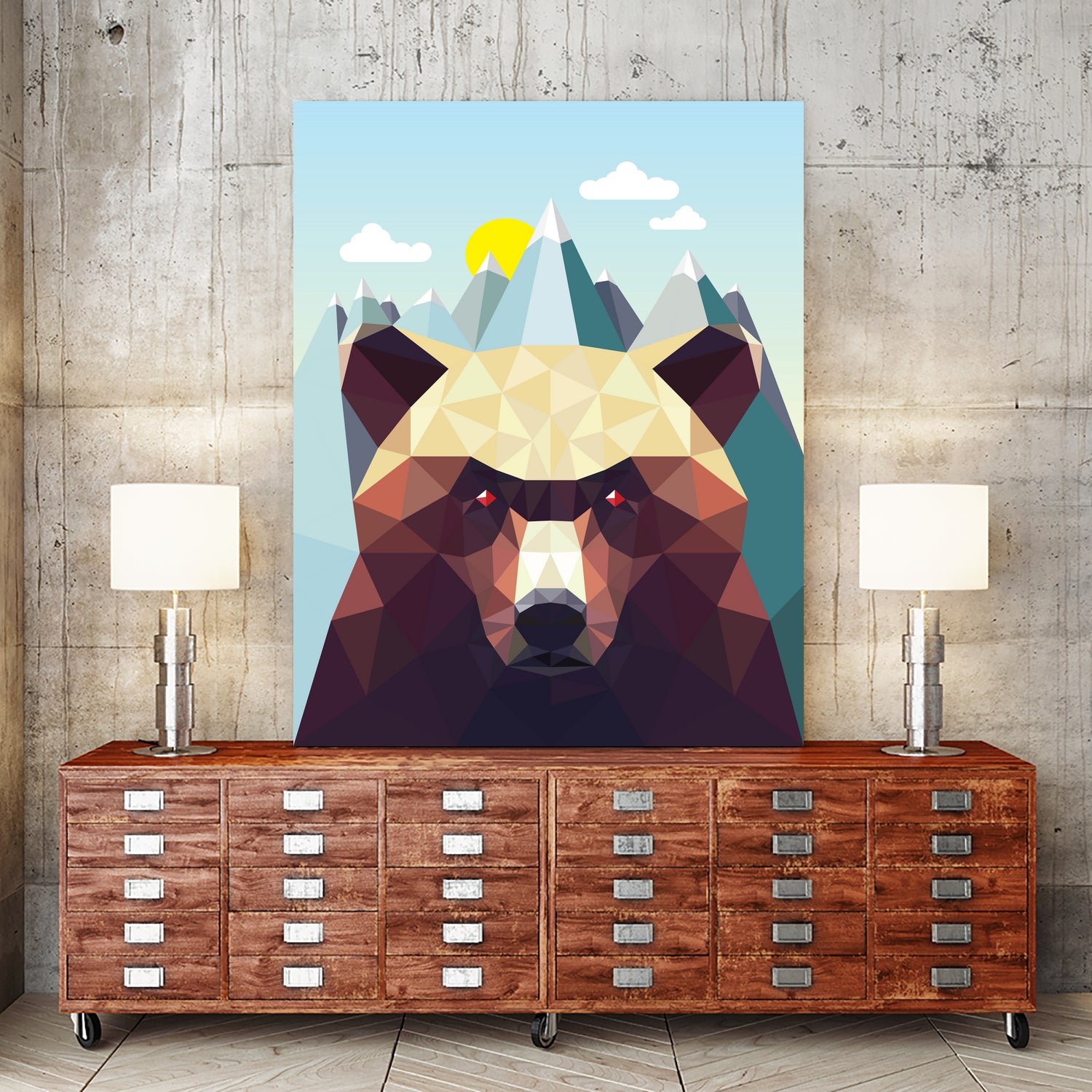 Bear Mountain by David Iwane on GIANT ART - blue vector illustration