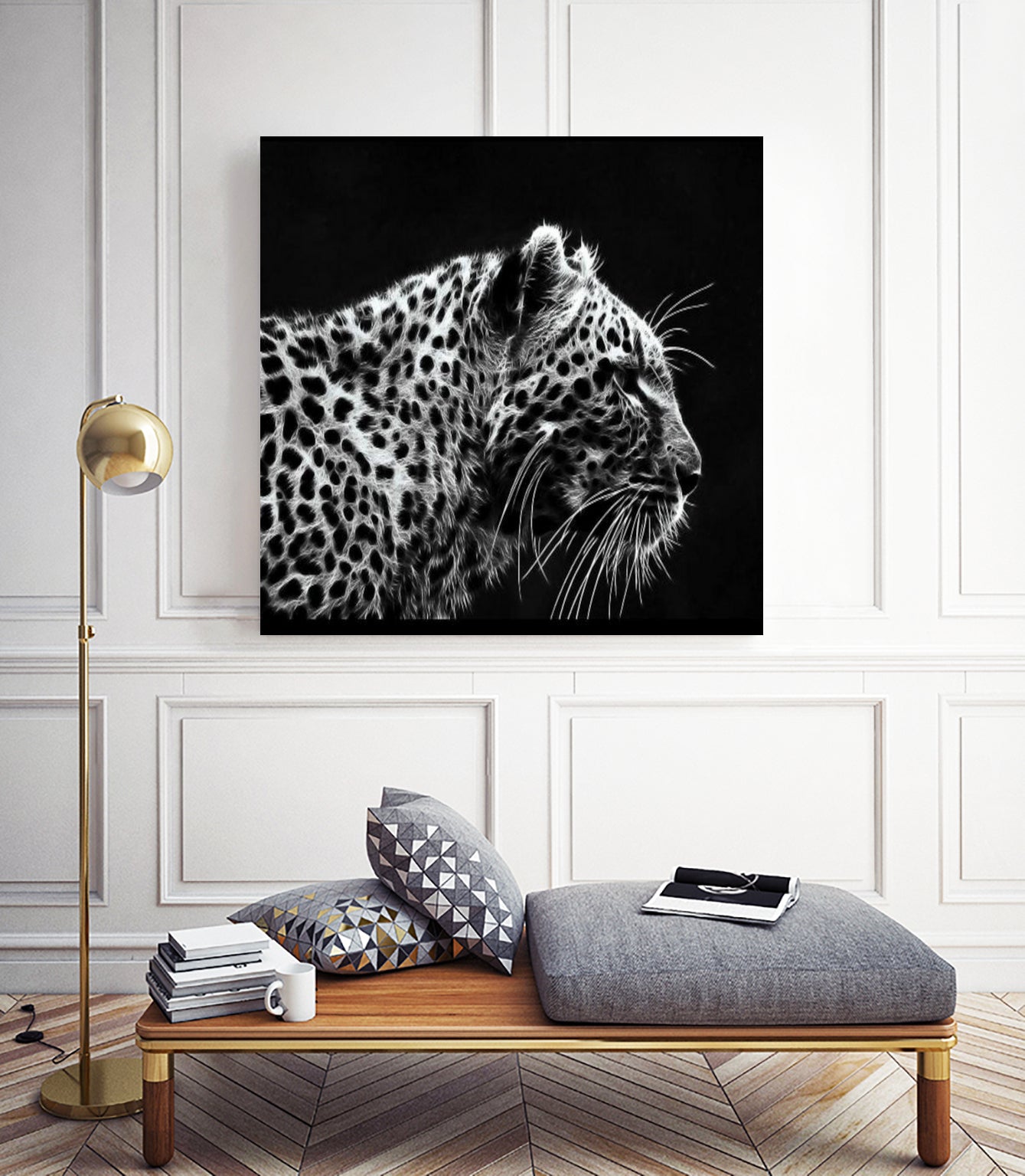 Leopard by Rainbow style on GIANT ART - black 3d art