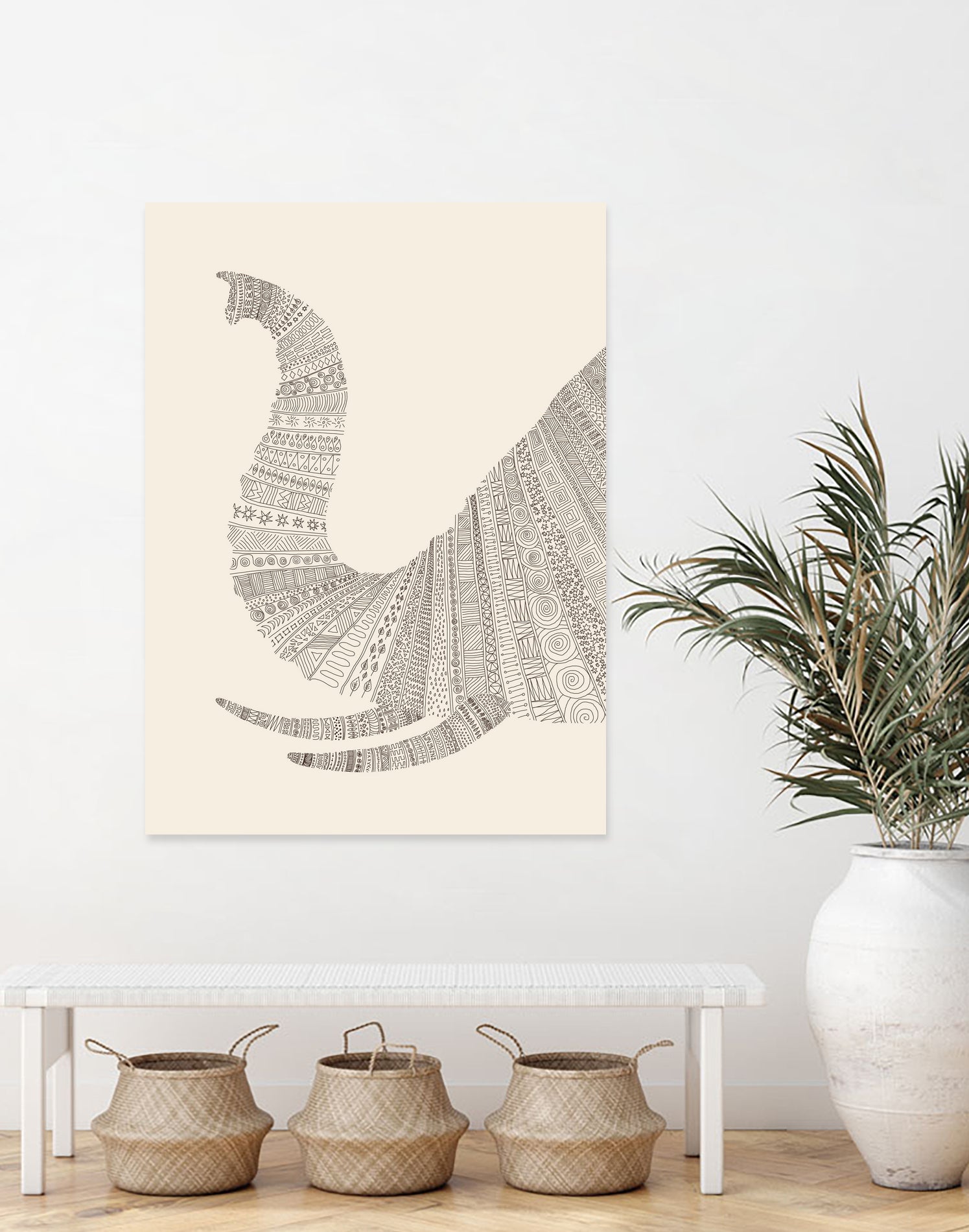 Elephant (On Beige) by Florent Bodart on GIANT ART - white digital drawing