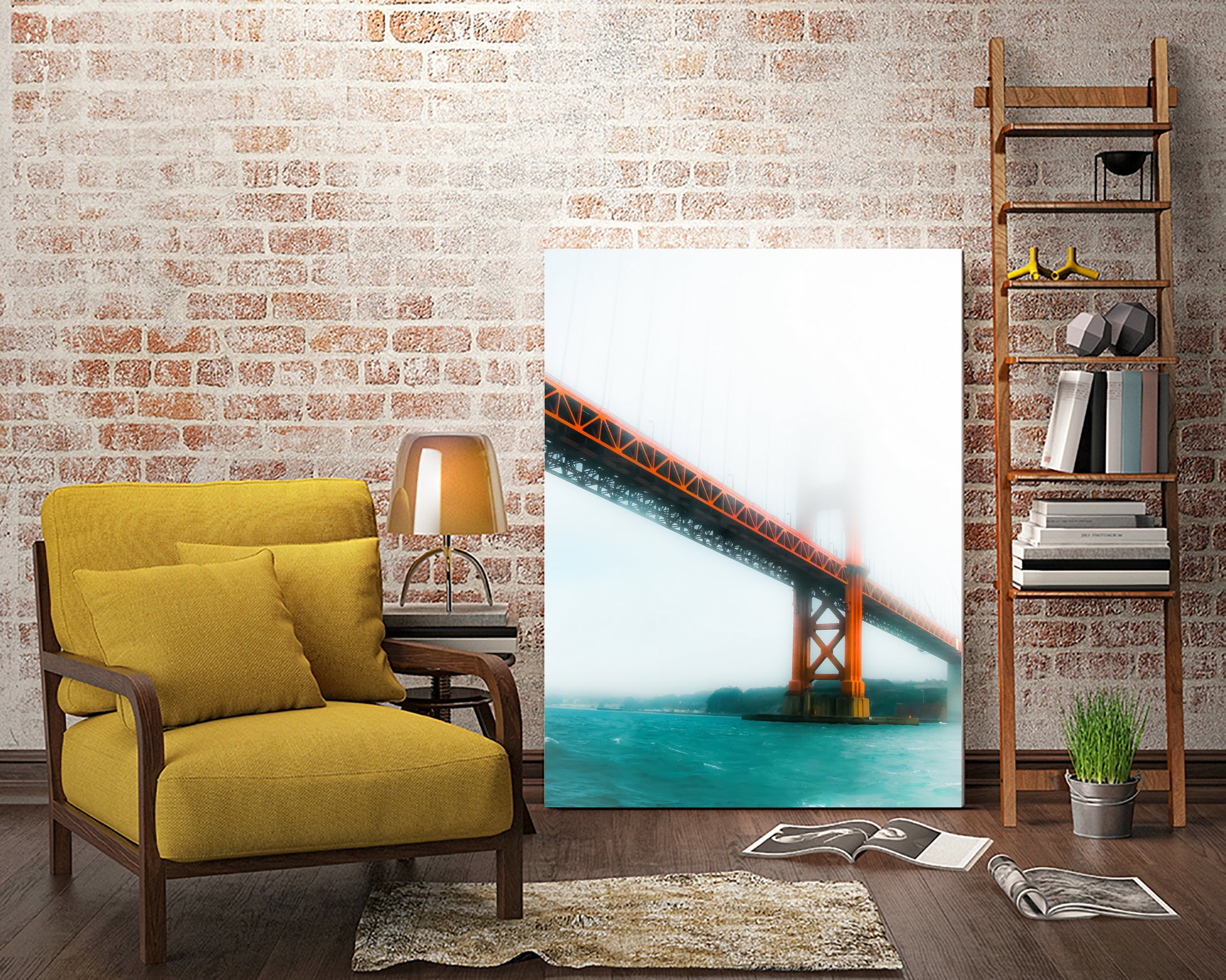 bridge and bay view at Golden Gate Bridge, San Francisco by sutee monchitnukul on GIANT ART - red photo manipulation
