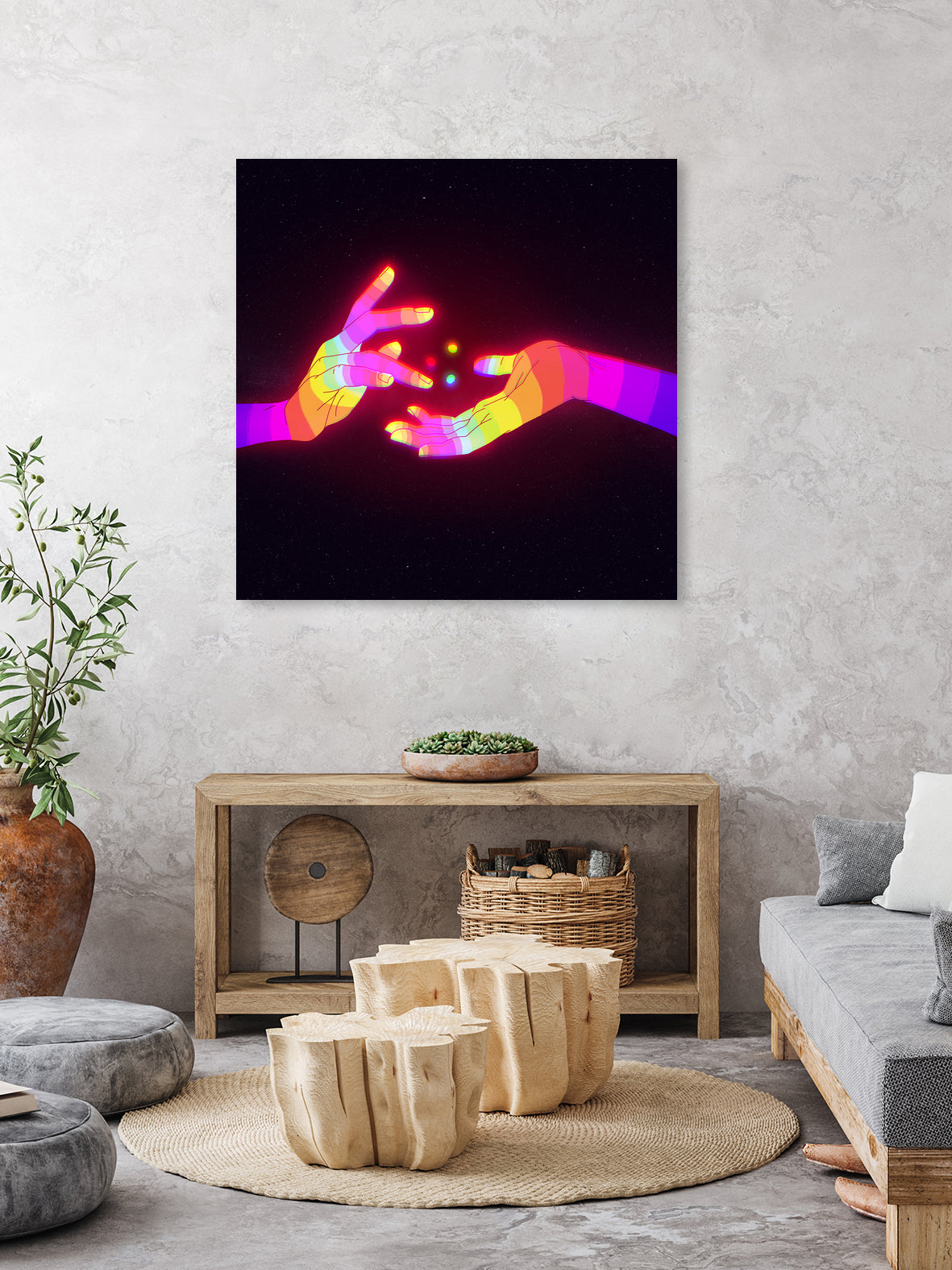 Psychedelic Energy Hands 1 (GIF) by Francois Martin Painchaud on GIANT ART - pink character design