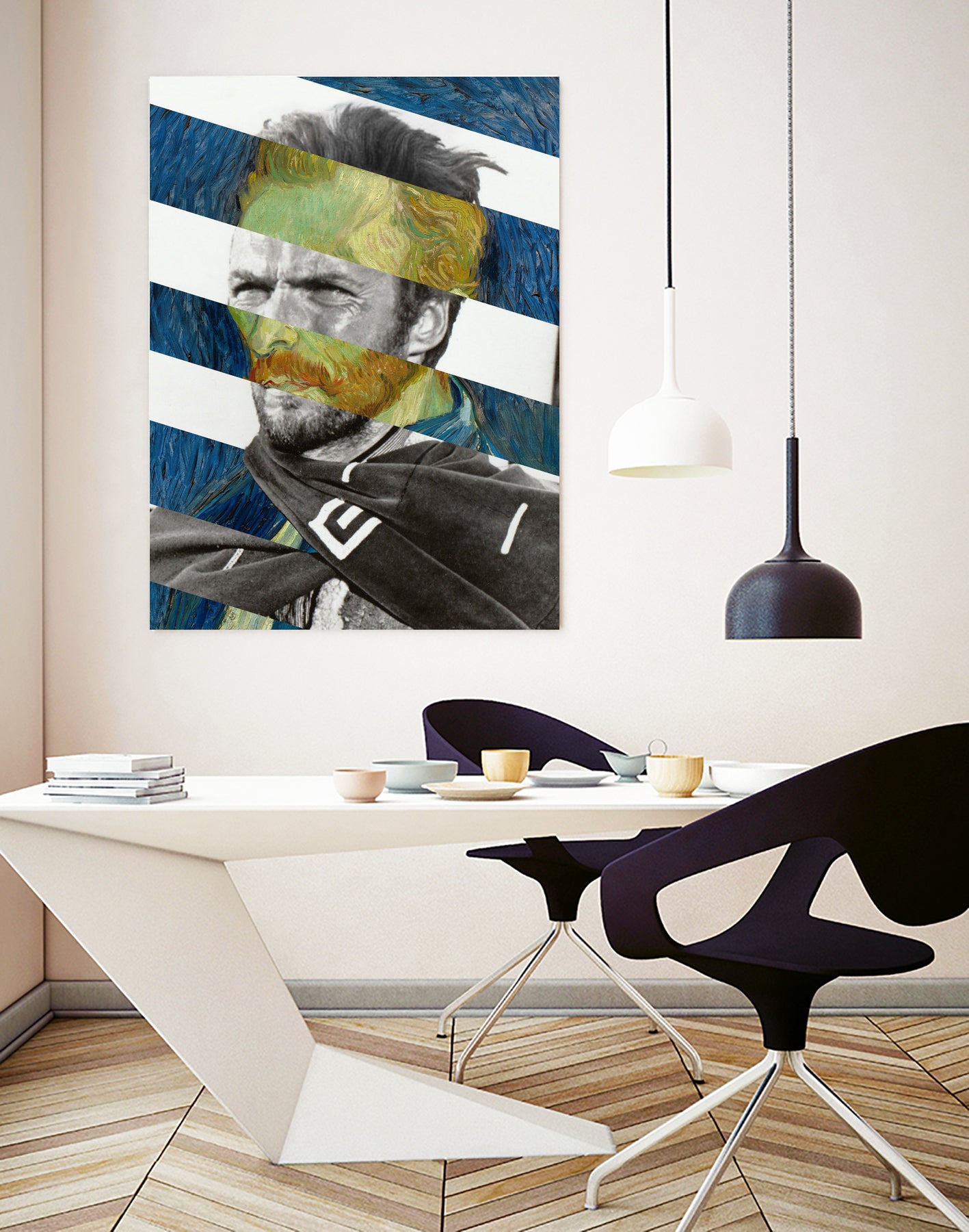 Van Gogh's Self Portrait and Clint Eastwood by Luigi Tarini on GIANT ART - blue photo manipulation