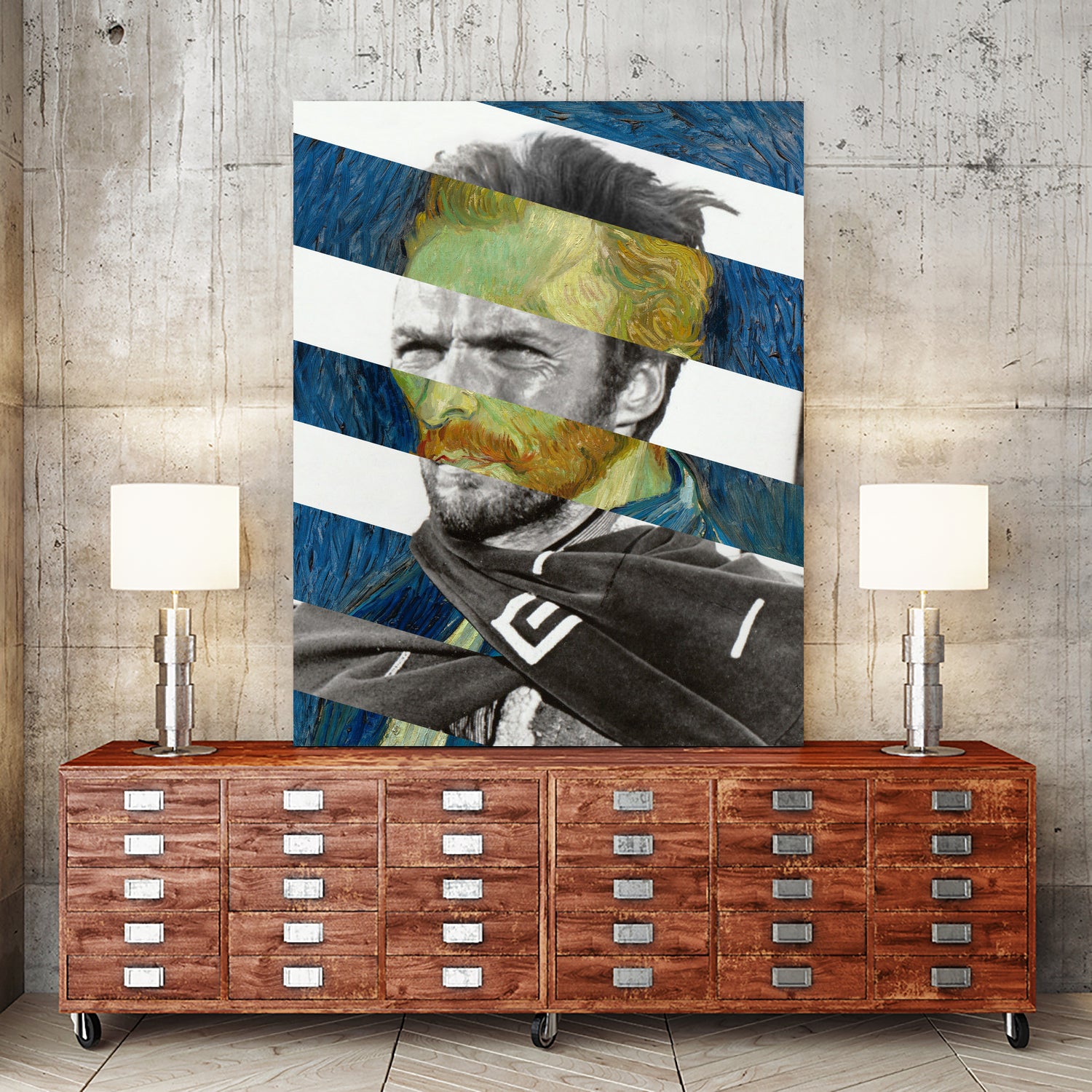 Van Gogh's Self Portrait and Clint Eastwood by Luigi Tarini on GIANT ART - blue photo manipulation