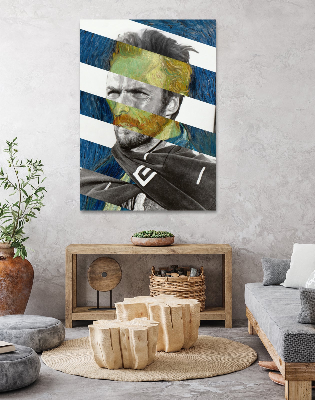 Van Gogh's Self Portrait and Clint Eastwood by Luigi Tarini on GIANT ART - blue photo manipulation