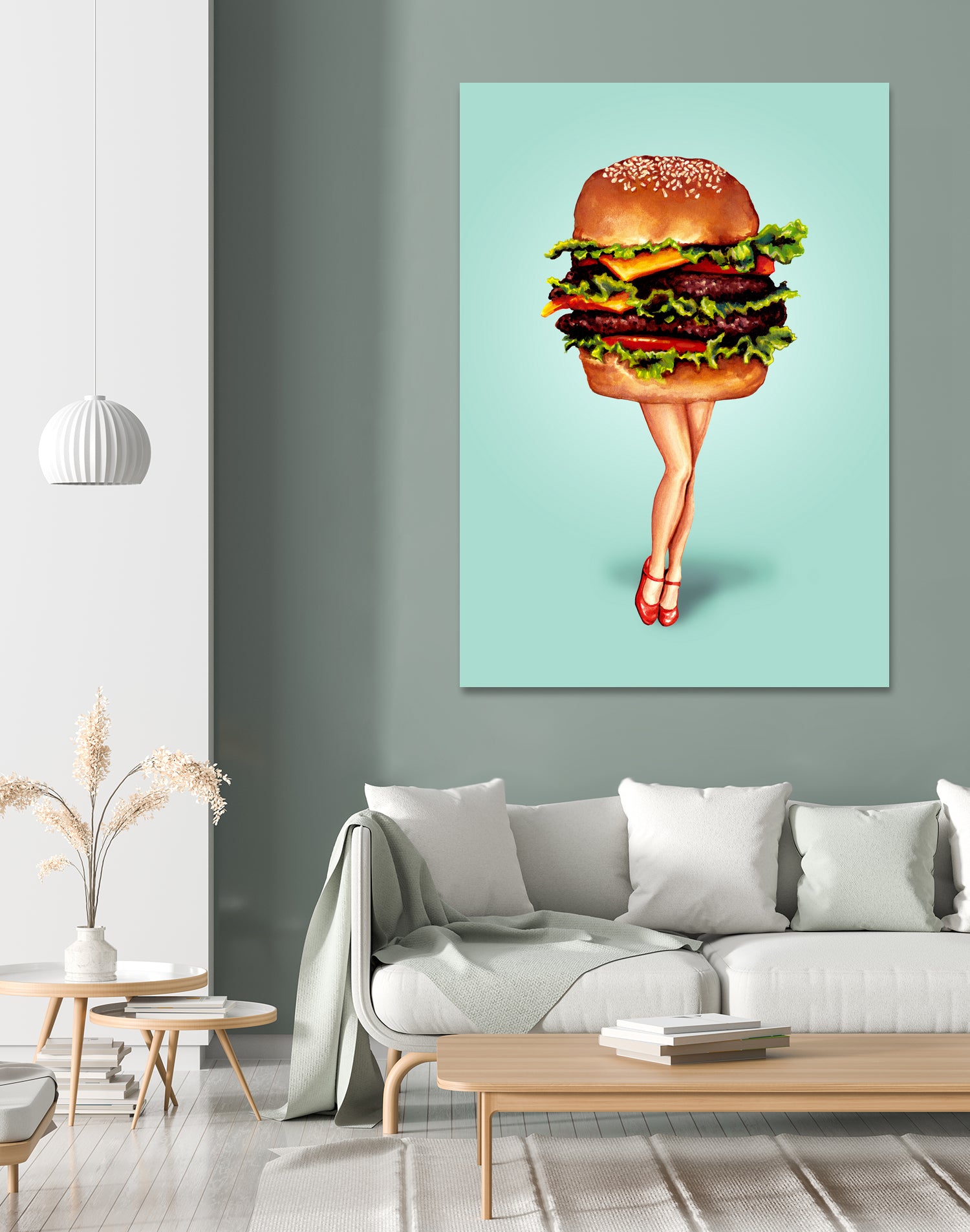 Cheeseburger Girl by Kelly Gilleran on GIANT ART - blue mixed media