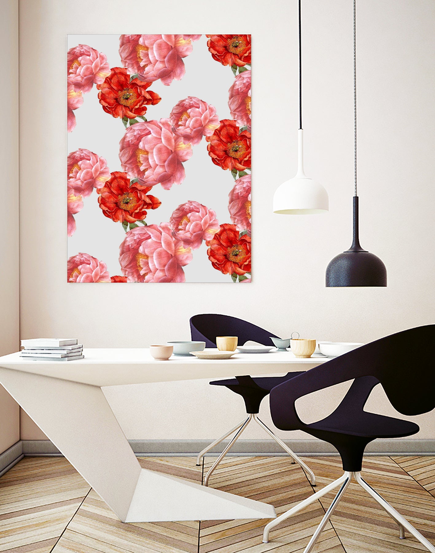 Vintage Floral by laura redburn on GIANT ART - red mixed media