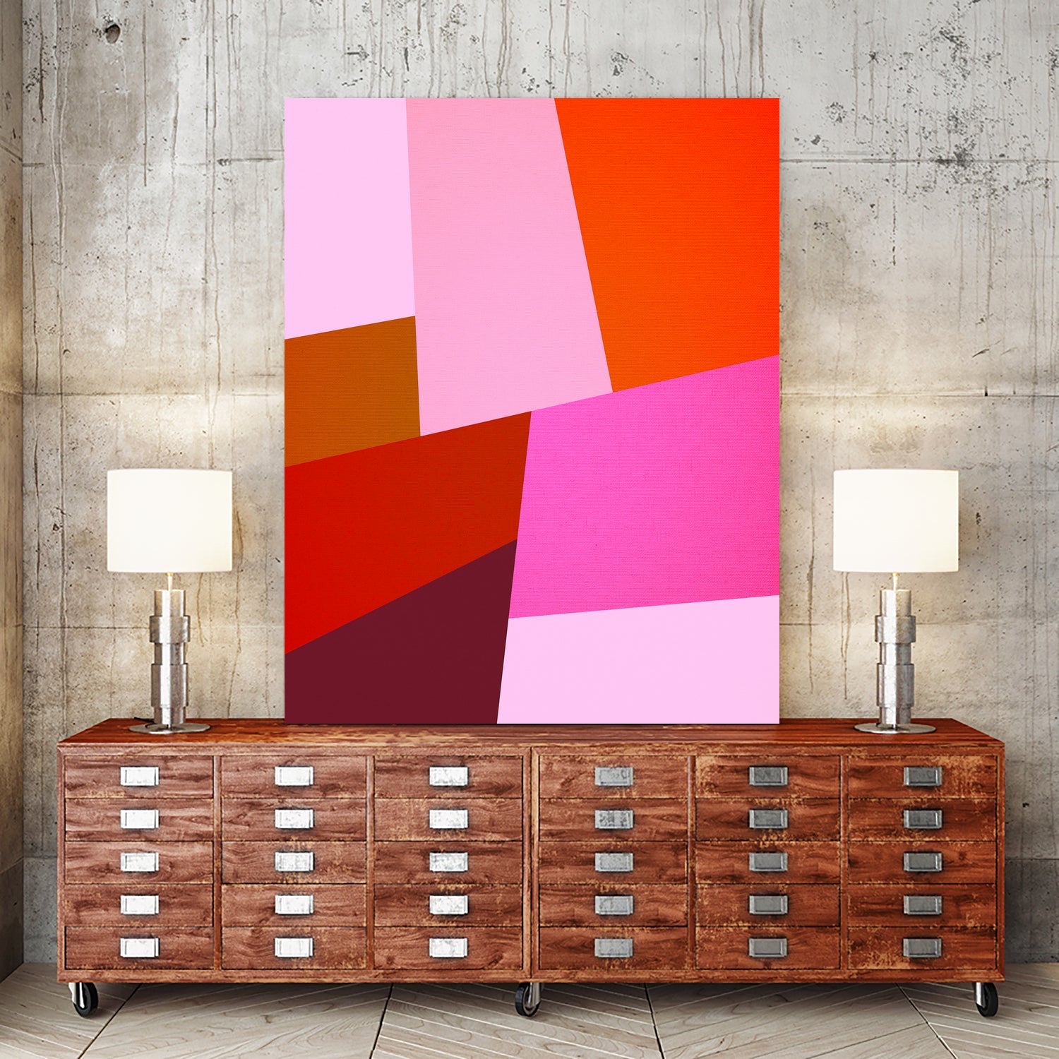 From Summer to Fall - Geometry Nº2 by Dominique Van Roey on GIANT ART - pink mixed media
