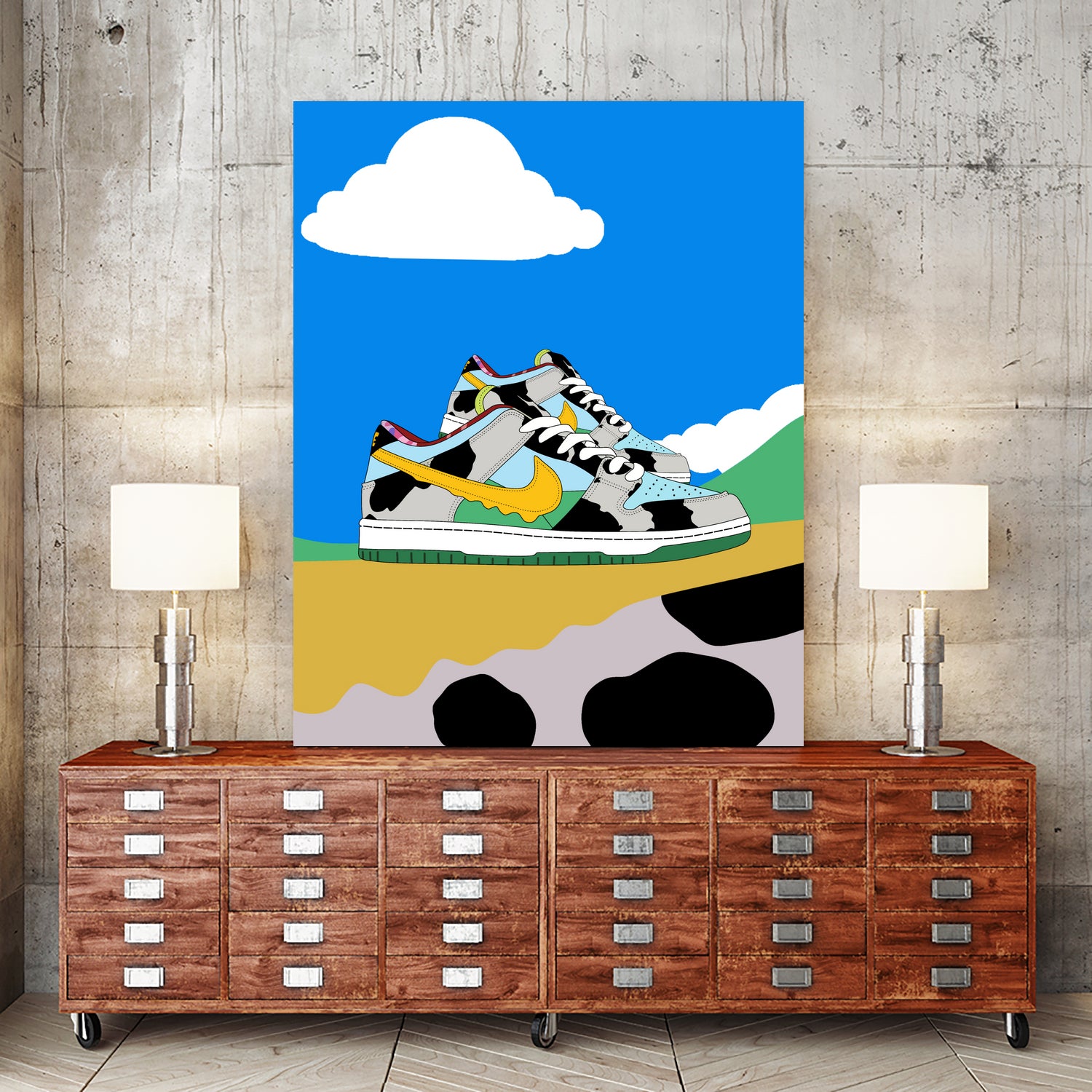 Cow sneakers by Yanuar Ahmat on GIANT ART - white digital drawing