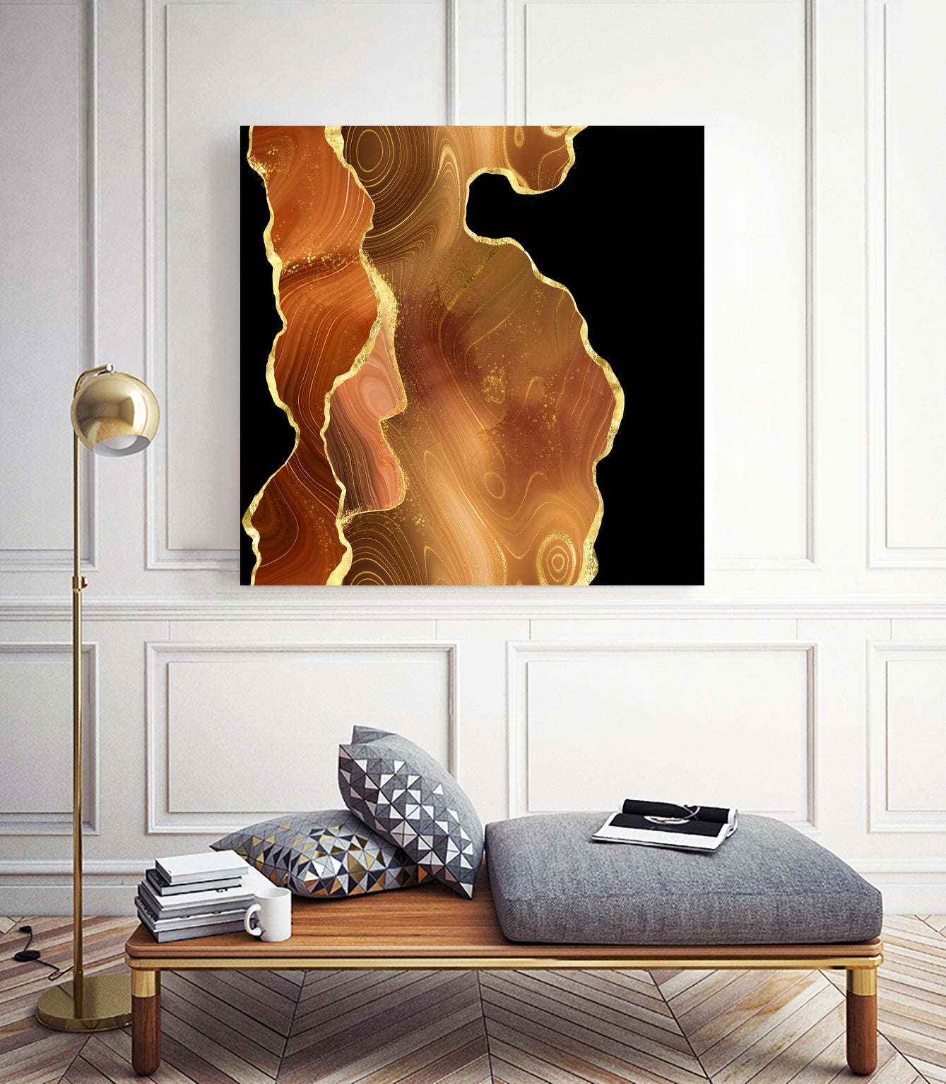 Orange Gold Agate Texture 03 by Isabel Muñoz on GIANT ART - orange digital painting