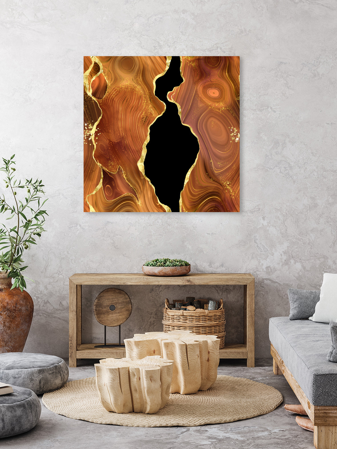 Orange Gold Agate Texture 04 by Isabel Muñoz on GIANT ART - orange digital painting