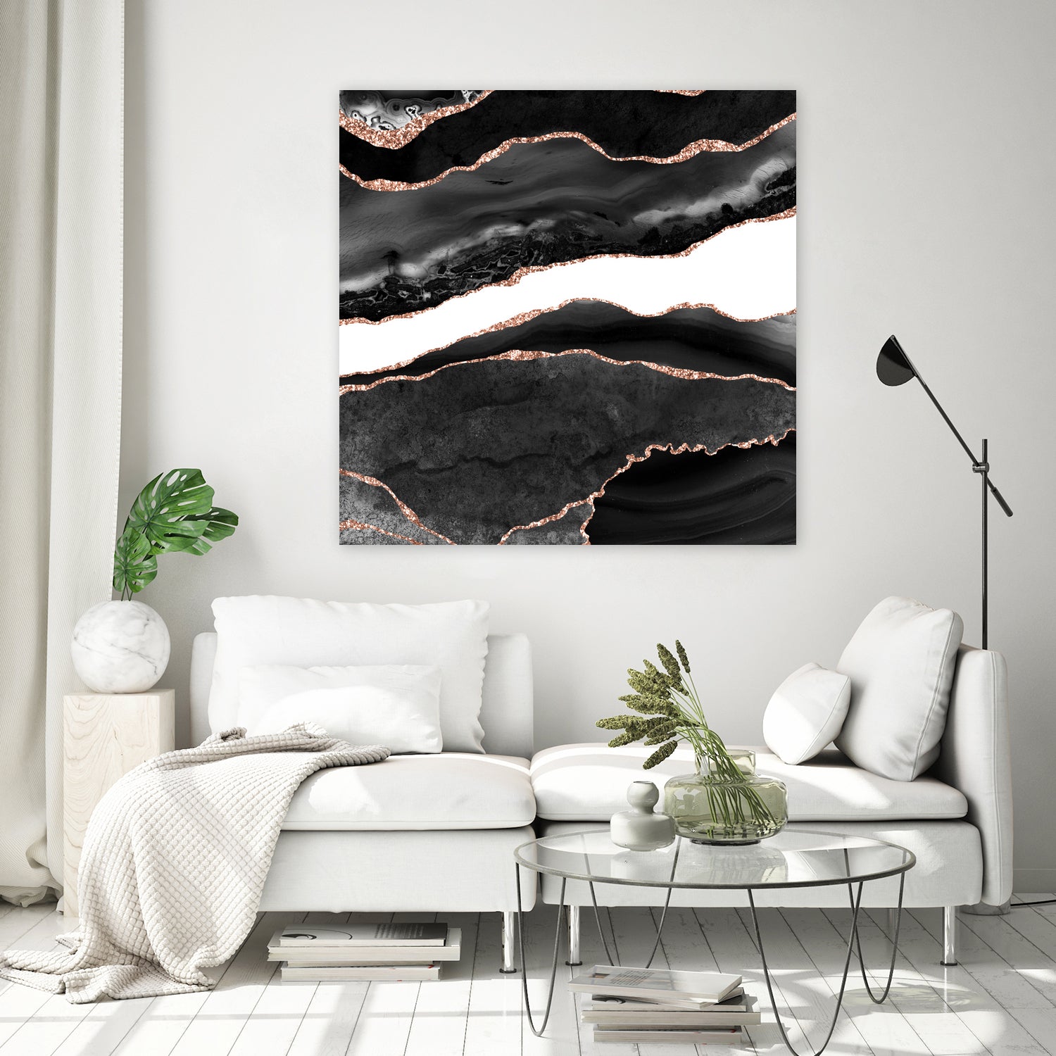 Black & Rose Gold Agate Texture 08 by Isabel Muñoz on GIANT ART - black digital painting