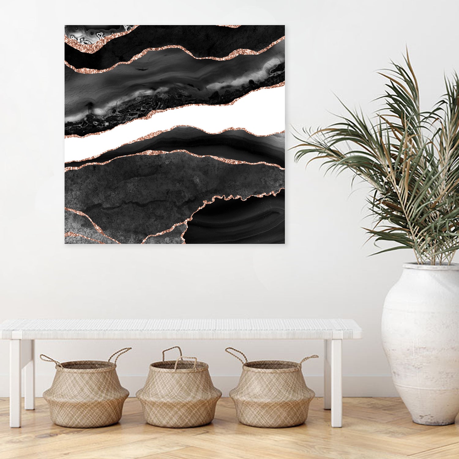 Black & Rose Gold Agate Texture 08 by Isabel Muñoz on GIANT ART - black digital painting