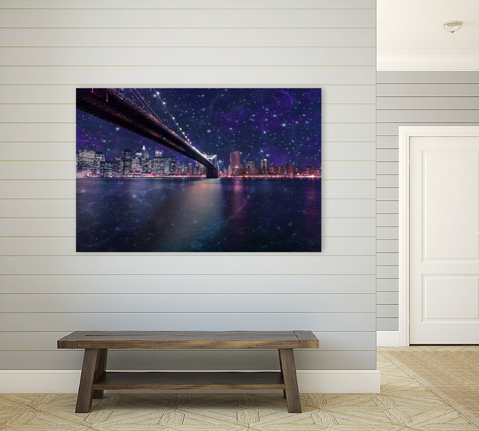 Spacey Manhattan Skyline by Susan Kline on GIANT ART - blue photo illustration