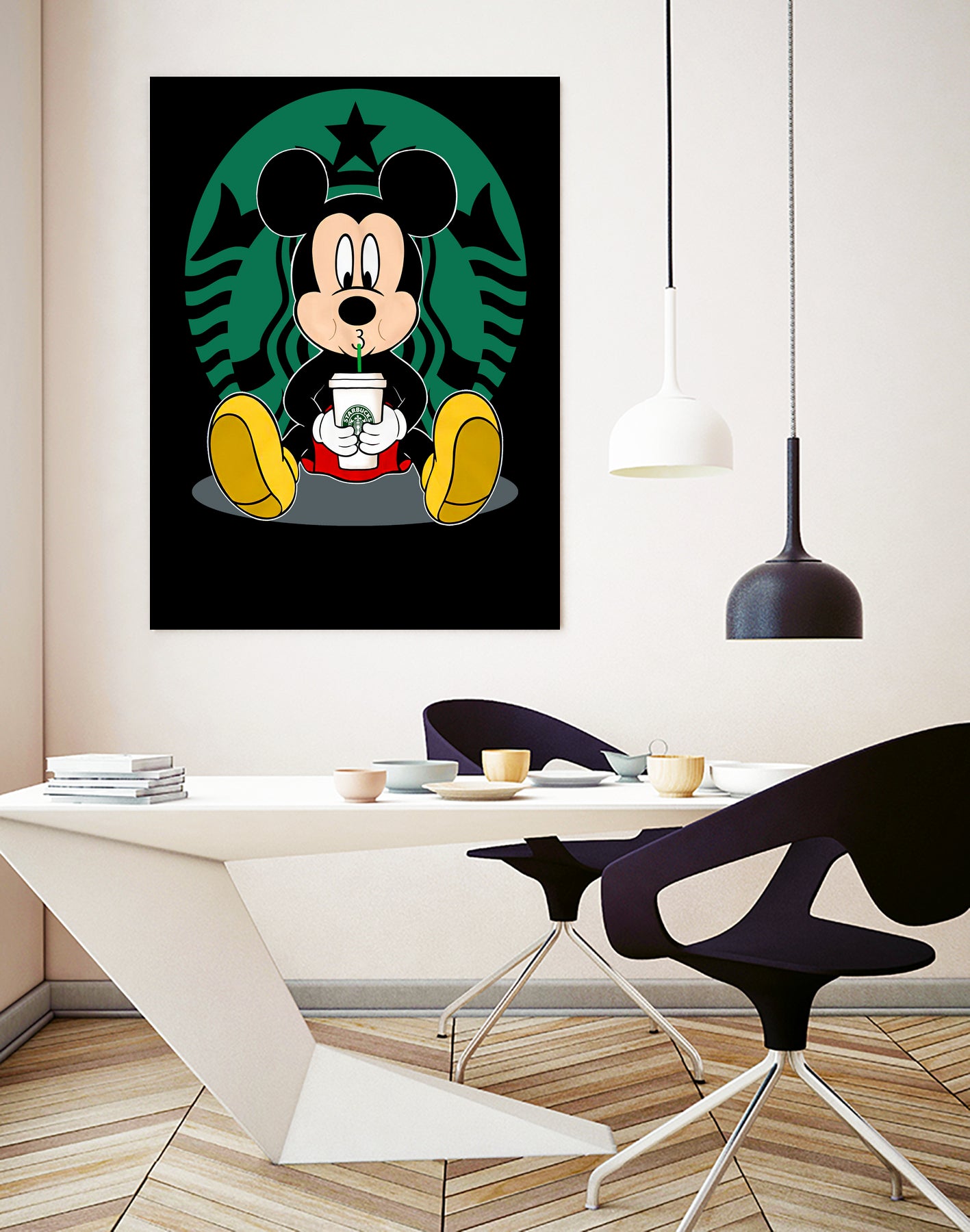 Disney Mickey Starbucks Lover by Nguyet Nguyen Thi Bich on GIANT ART - green character design