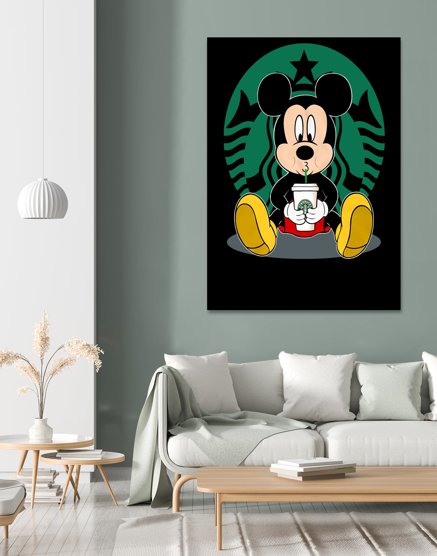 Disney Mickey Starbucks Lover by Nguyet Nguyen Thi Bich on GIANT ART - green character design