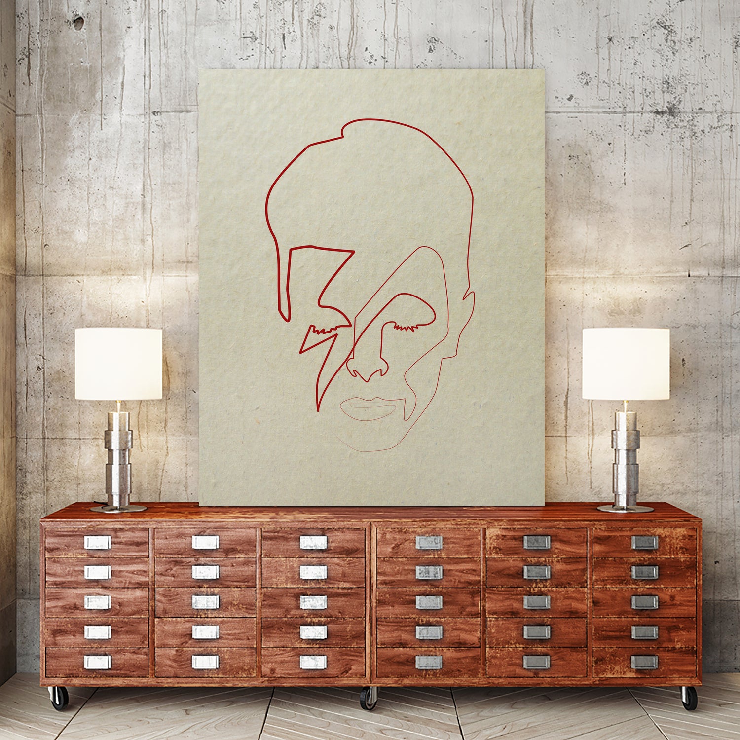 One line David Bowie by Christophe Louis on GIANT ART - orange digital drawing