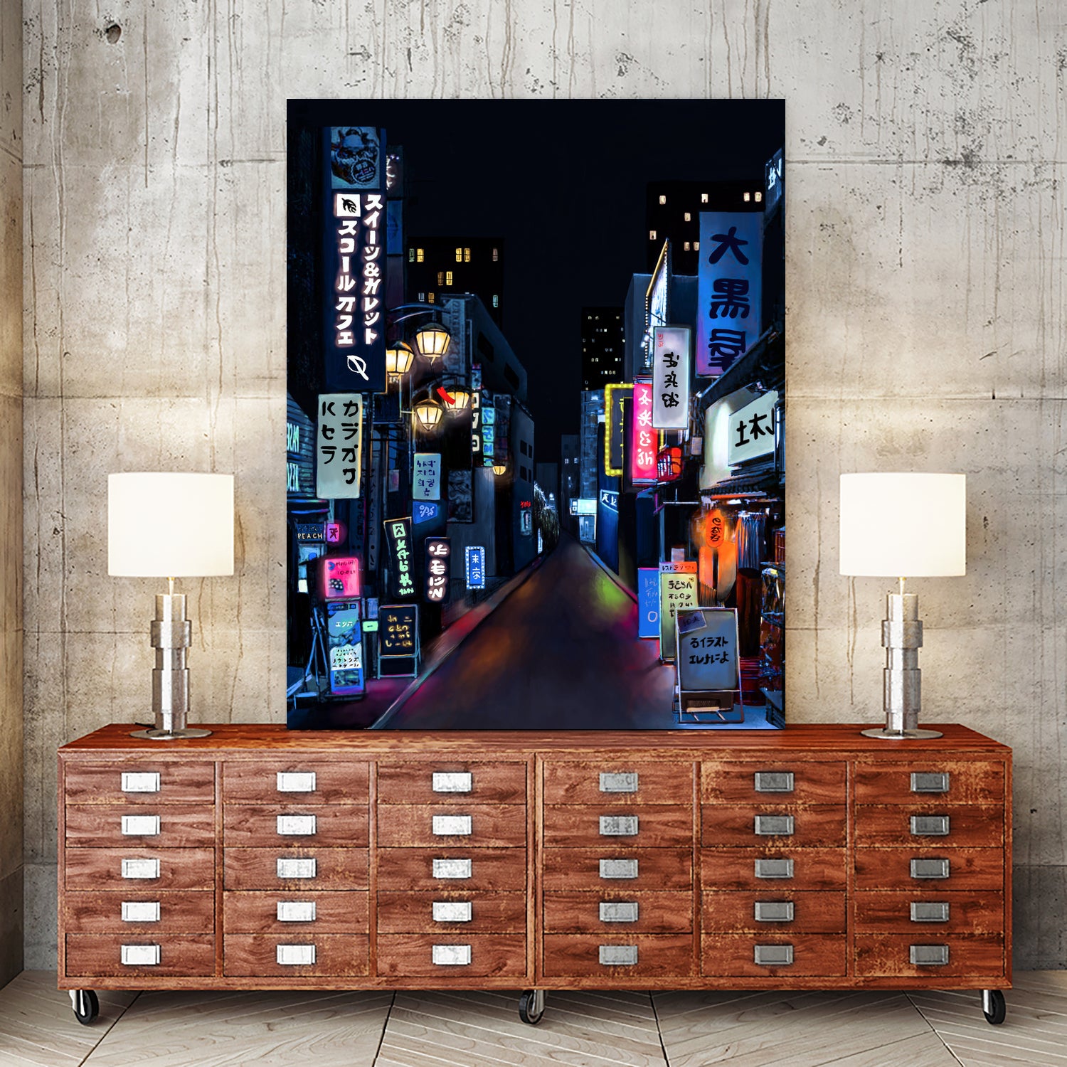 Tokyo Lights by Elena Stein on GIANT ART - blue digital painting