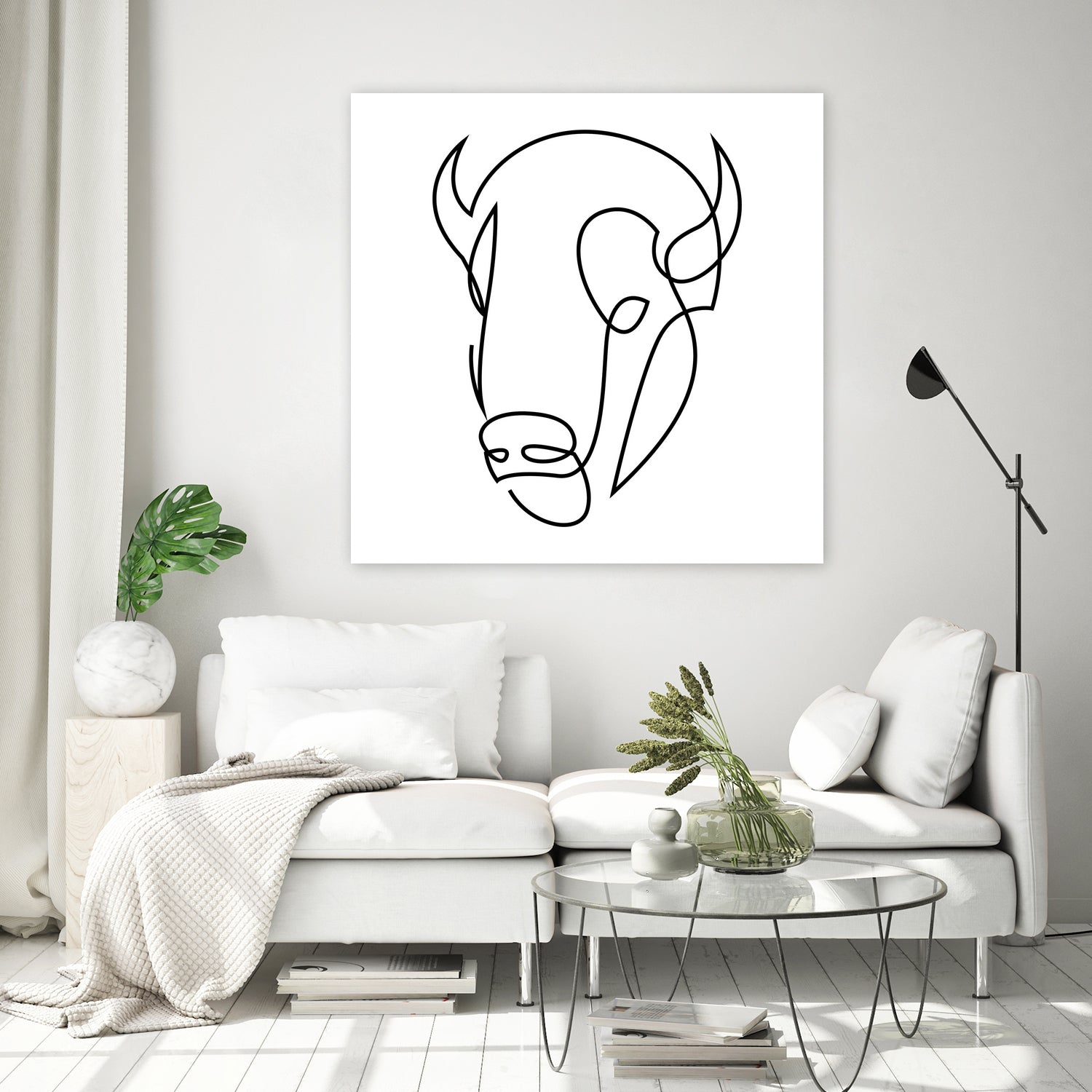 antiquity - one line bull art by Andrew Strugallo on GIANT ART - white digital drawing