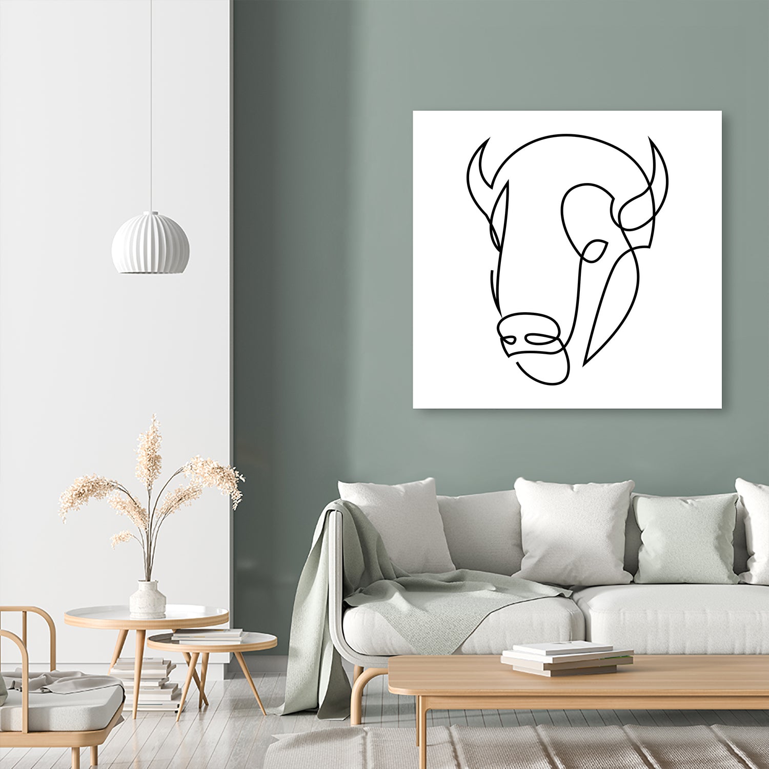 antiquity - one line bull art by Andrew Strugallo on GIANT ART - white digital drawing