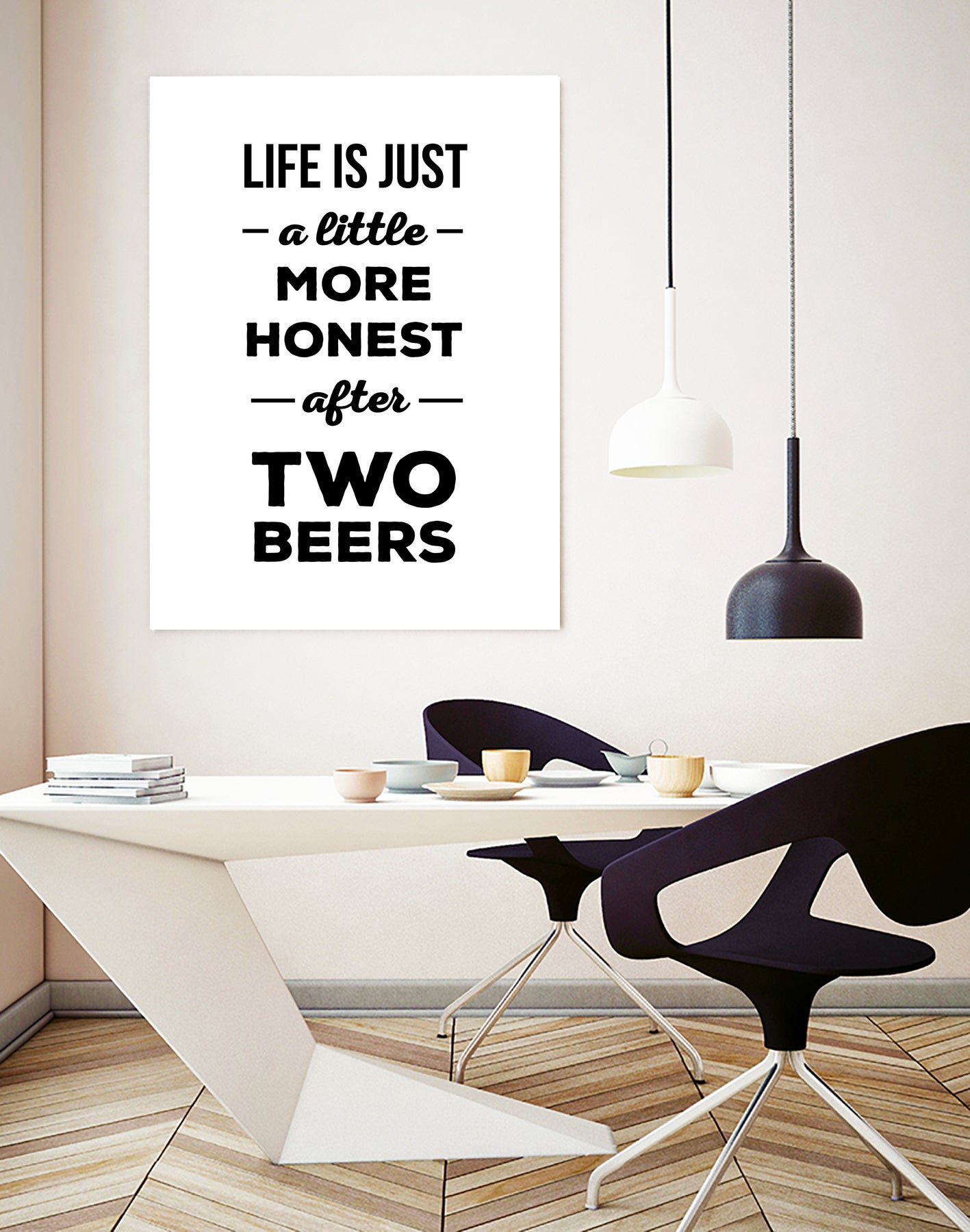 Life is just a little more honest after two beers by Mustafa Ozeren on GIANT ART - white typography