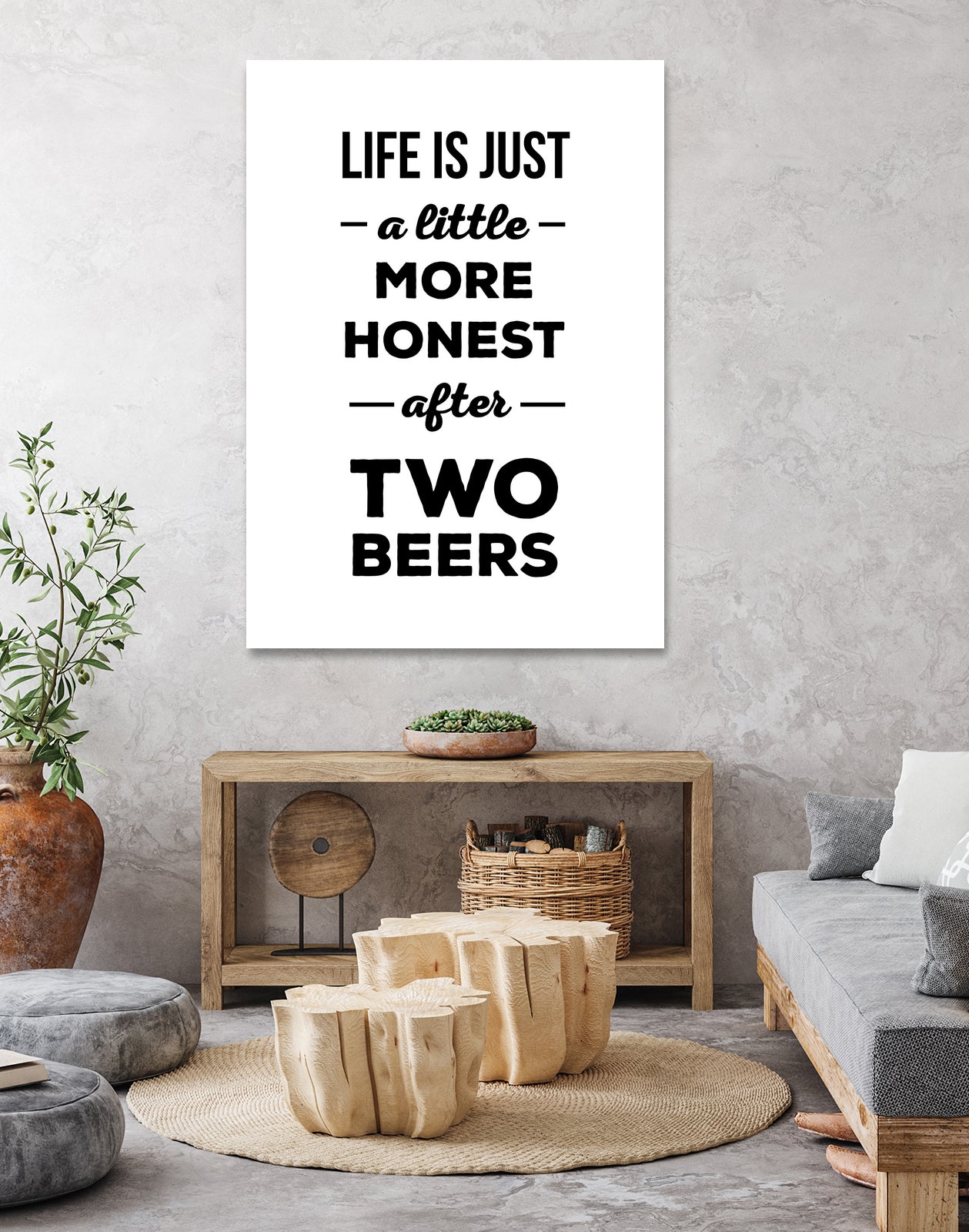 Life is just a little more honest after two beers by Mustafa Ozeren on GIANT ART - white typography